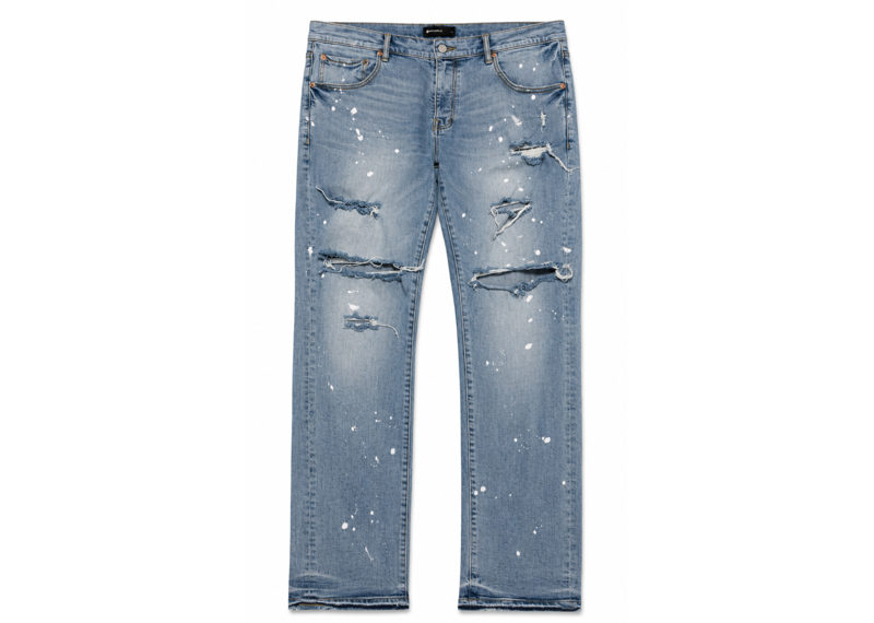 PURPLE P001 WHITE PAINT SPLATTER BLUE DENIM