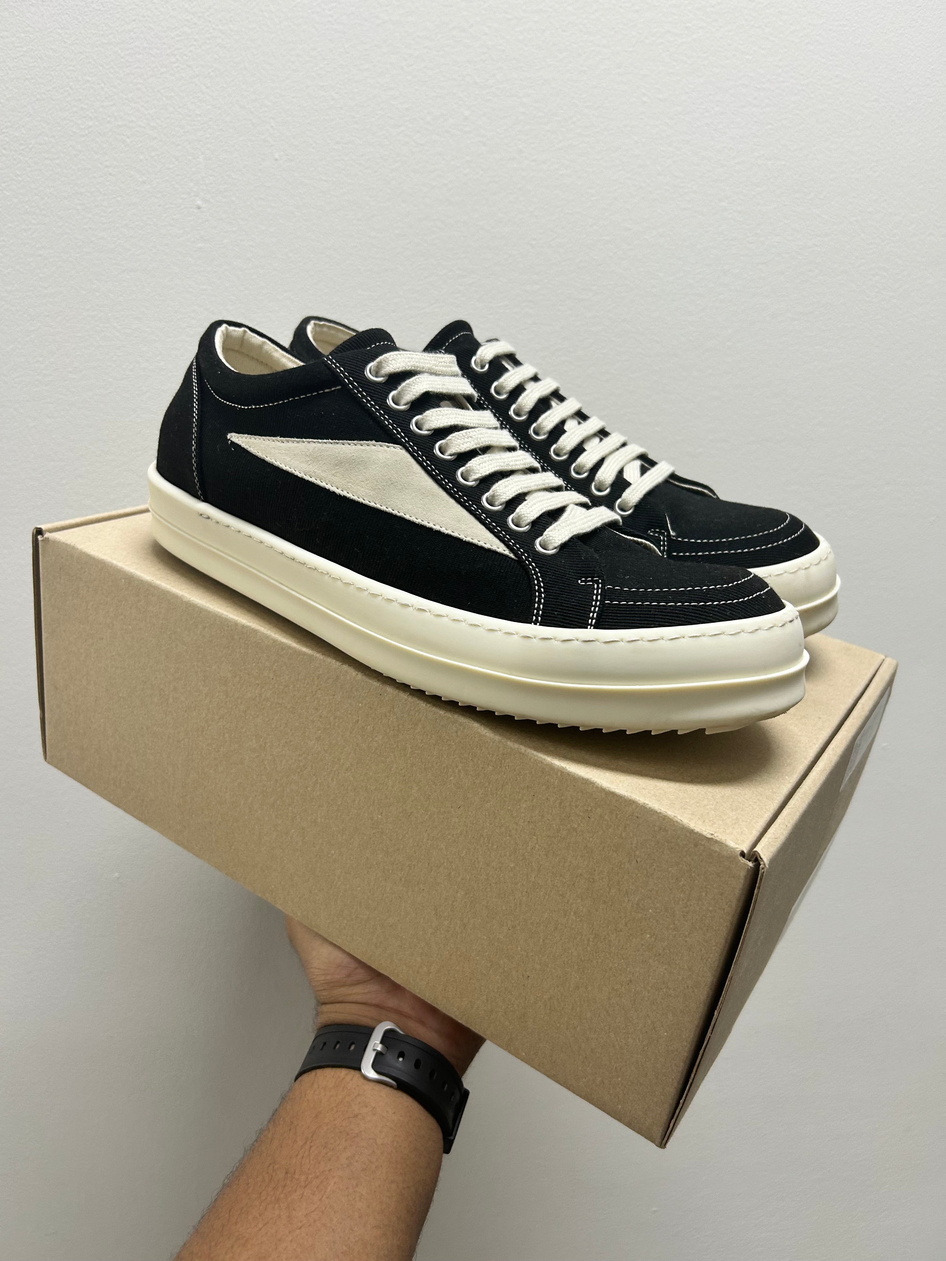 Rick Owens DRKSHDW Scarpe Denim Vintage Sneaker Black Milk
