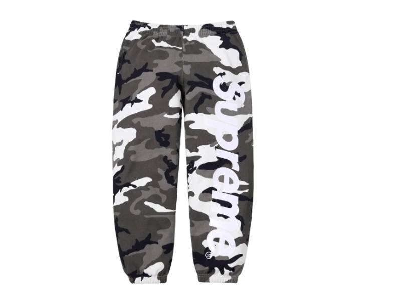 Supreme Satin Applique Sweatpant Snow Camo