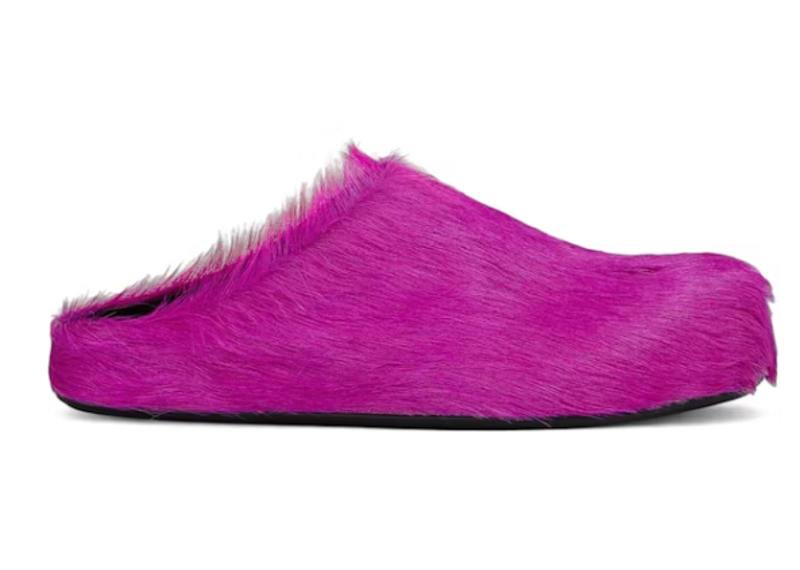 Marni Long Hair Calfskin Fussbett Sabot Mule Fuchsia