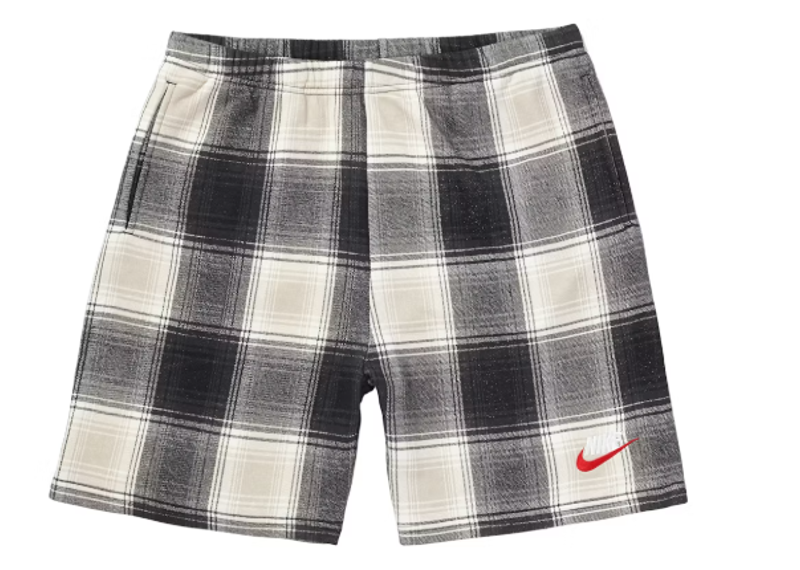 Supreme Nike Plaid Sweatshort Black