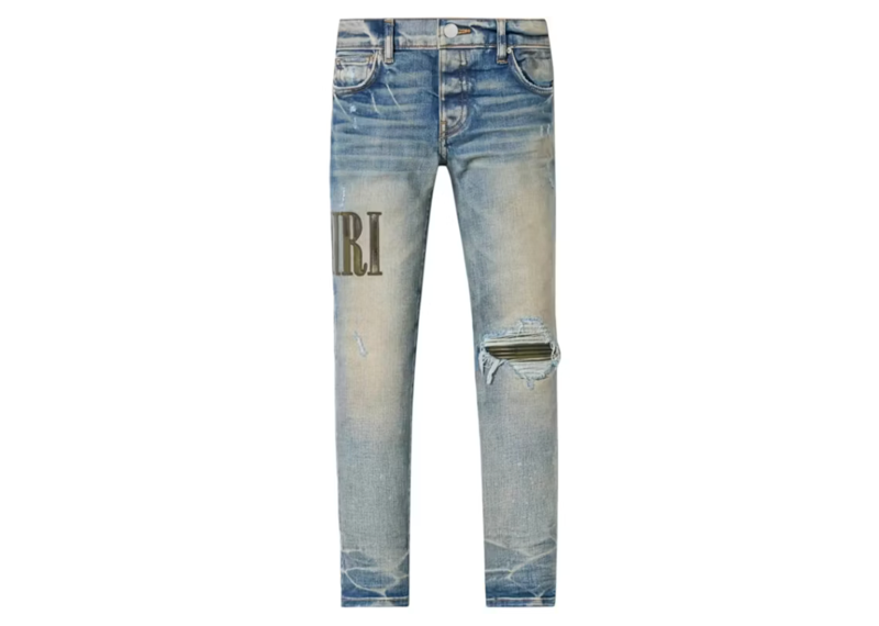 Amiri Clay Indigo Camouflage Core Applique Logo Jeans
