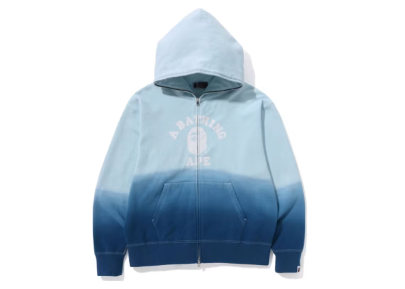 BAPE College Gradation Relaxed Fit Full Zip Hoodie Blue