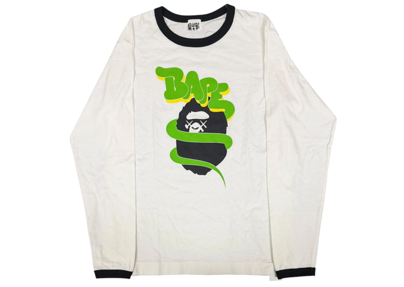 06 Kaws x Bape White/Green L/S Tee  $160.00