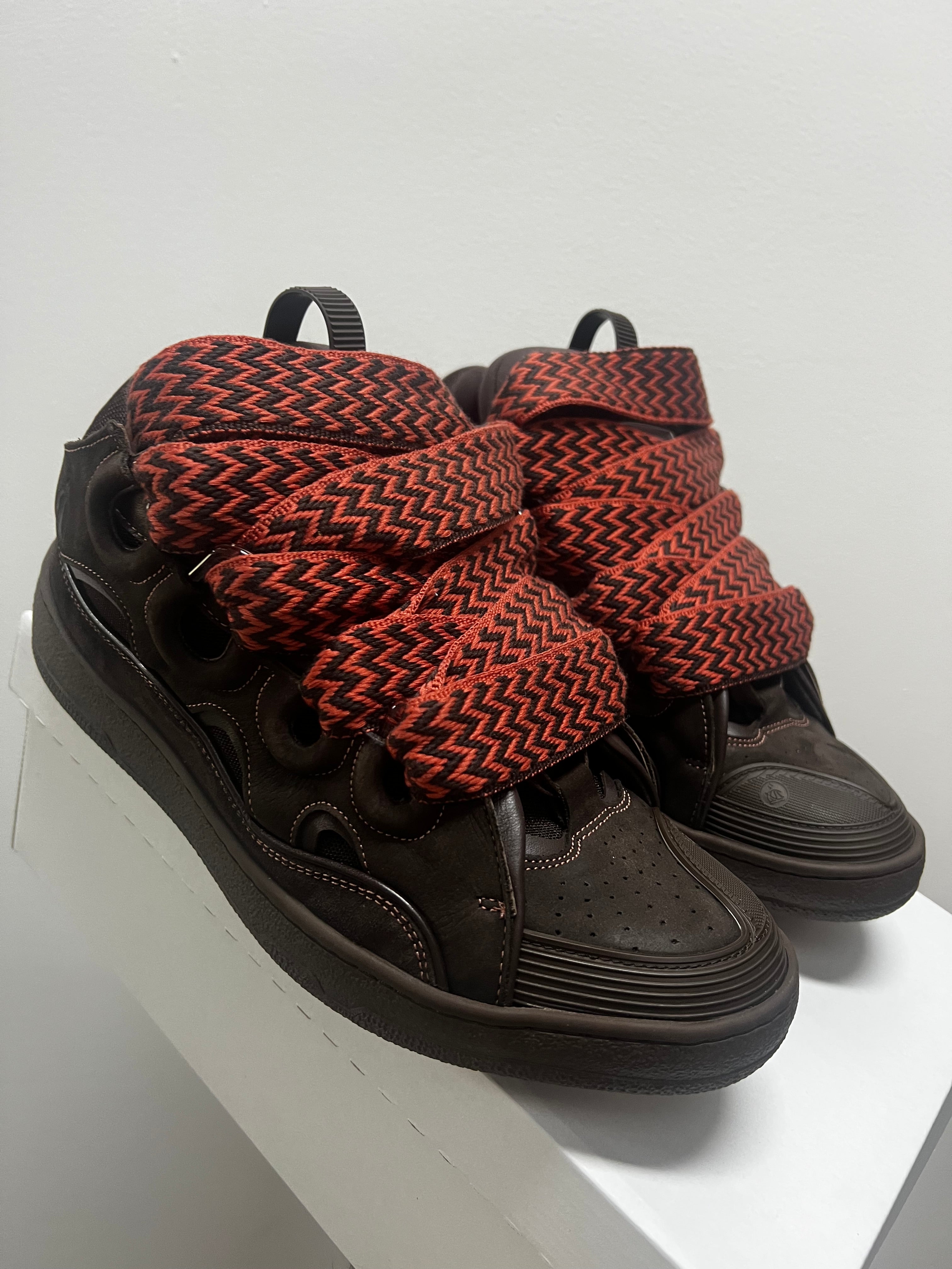 Lanvin Brown Leather Curb Sneakers