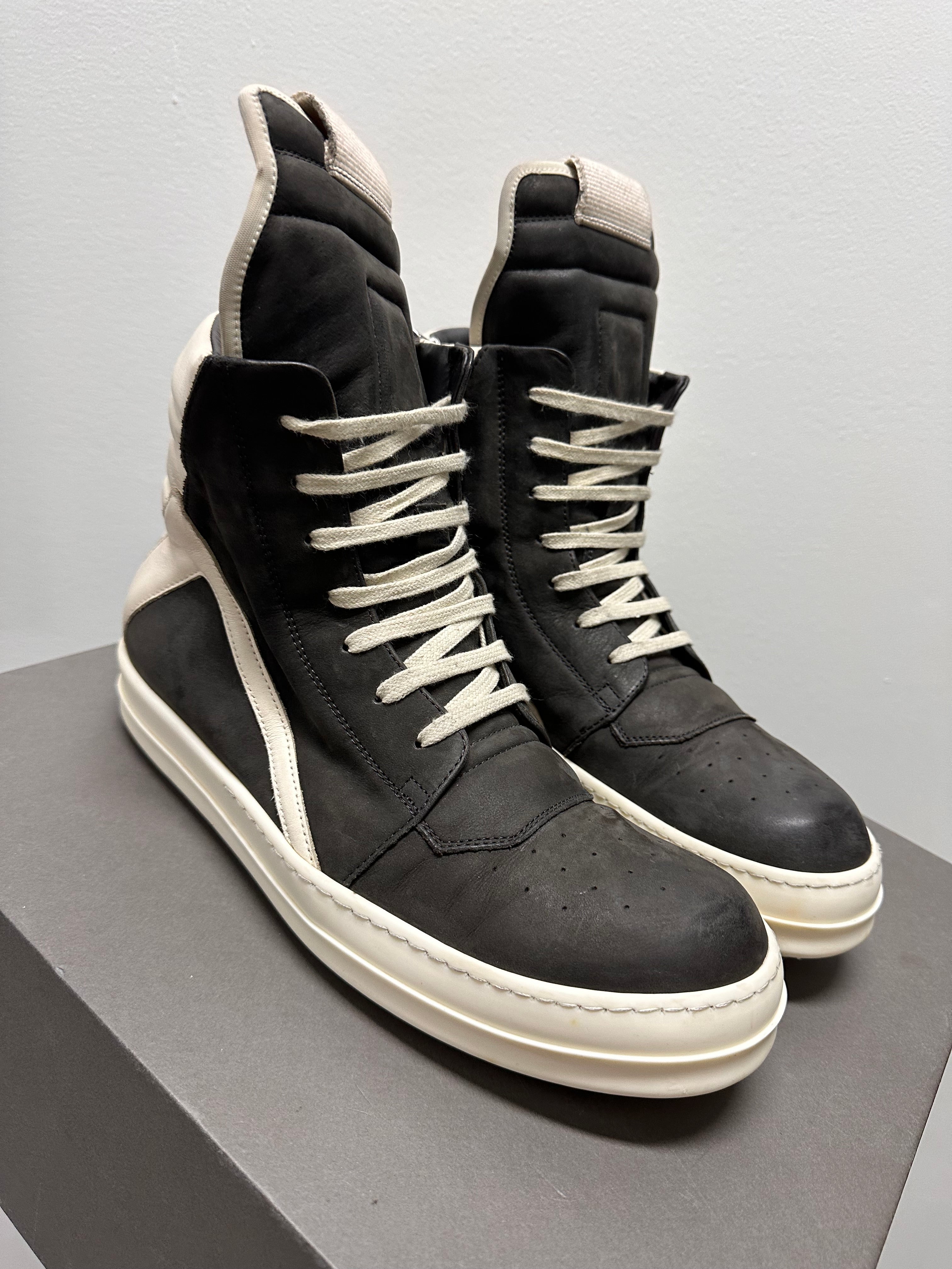 Rick Owens Geobasket High Top Nubuck Dark Dust Milk