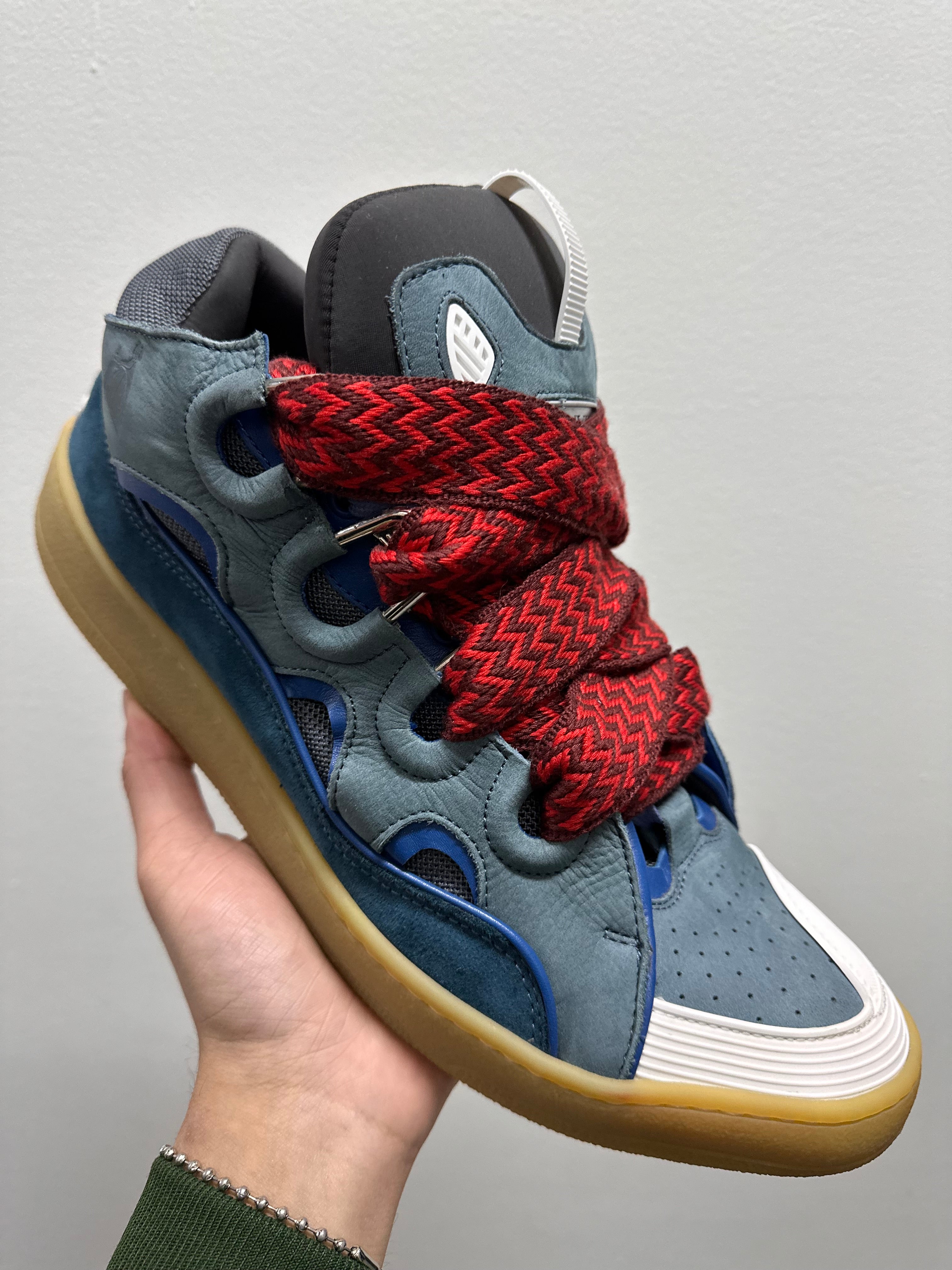 Lanvin Leather Curb Blue Grey