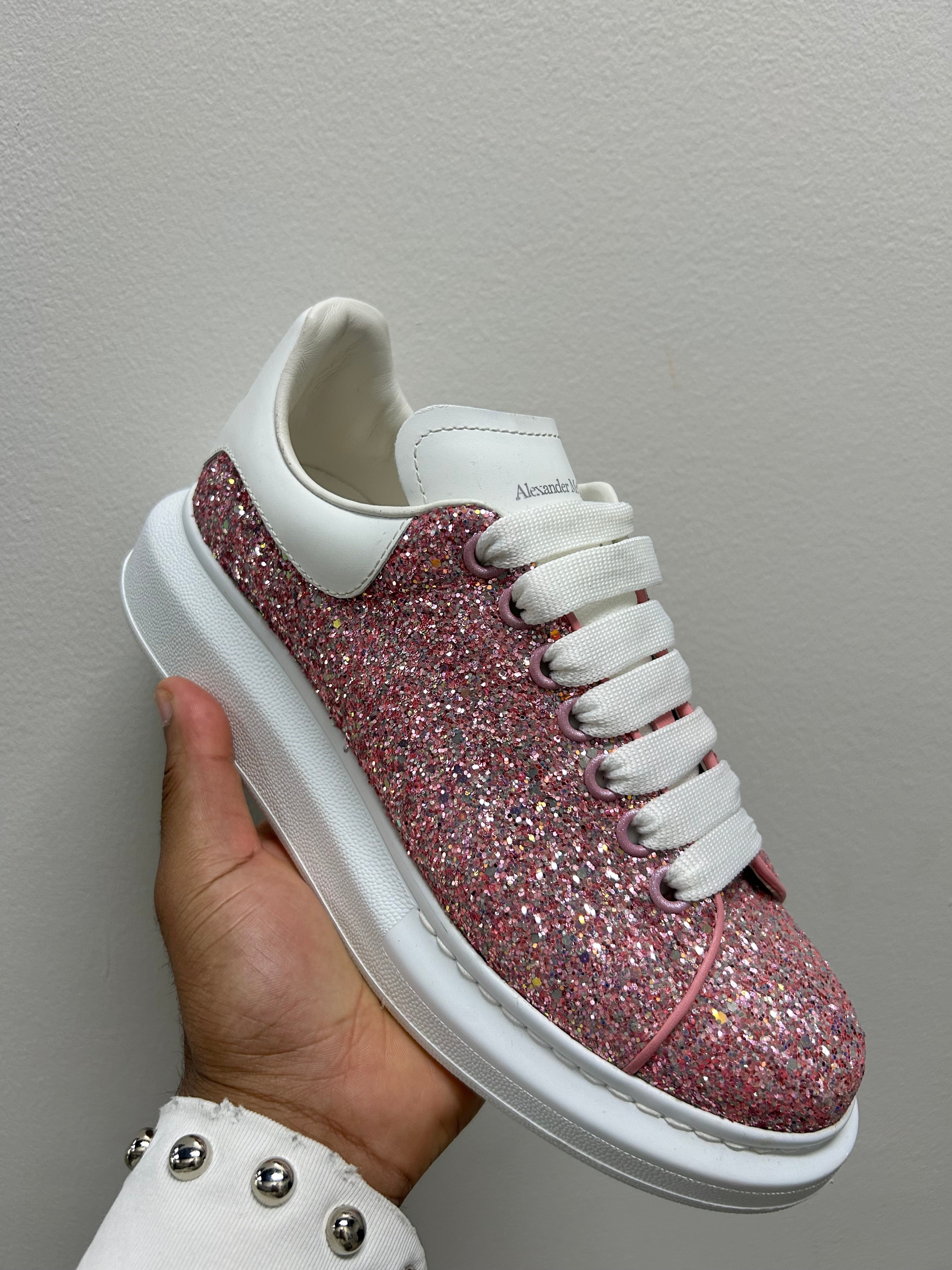 Alexander McQueen Wmns Oversized Sneaker Pink White Glitter