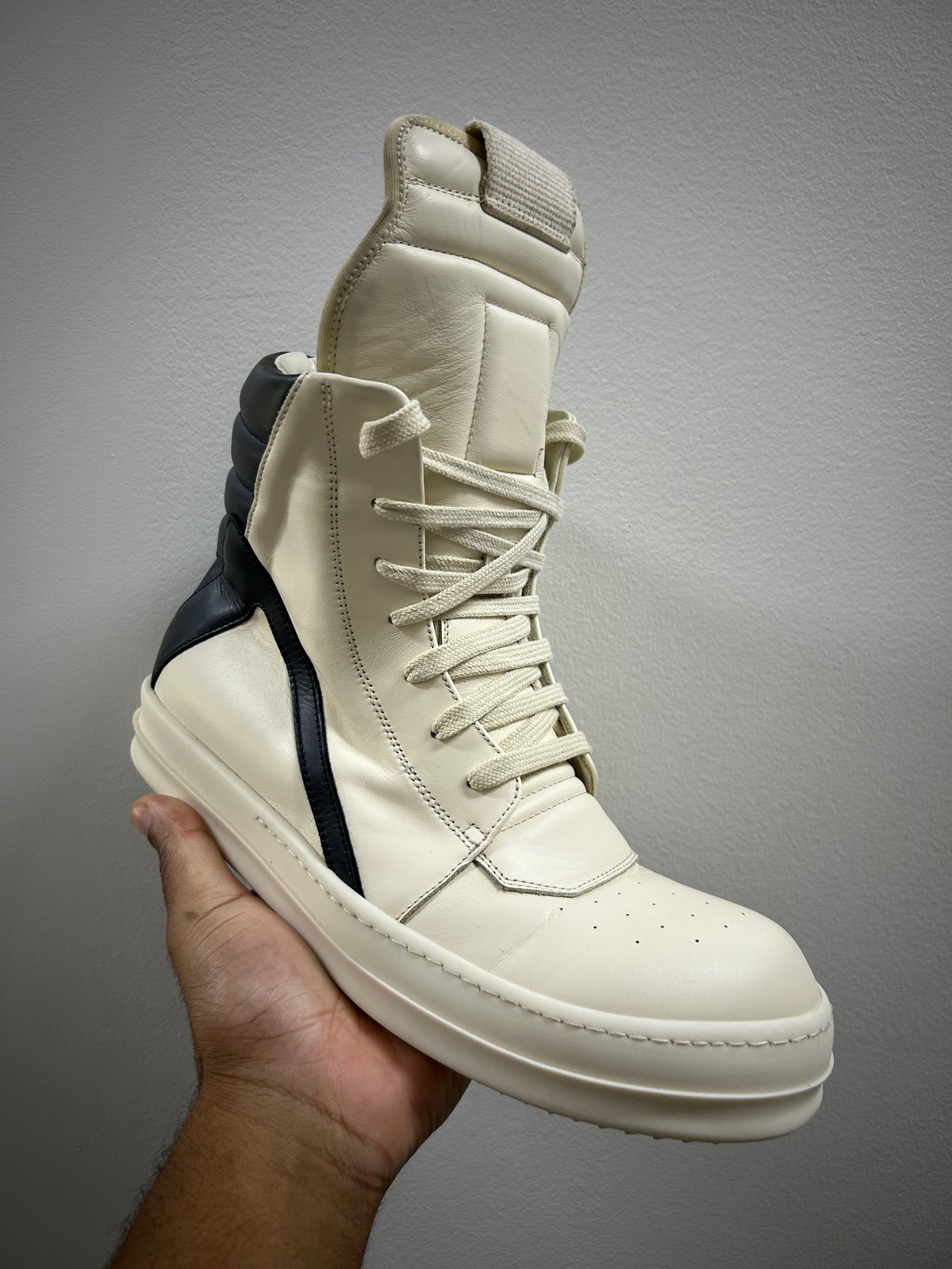 Rick Owens EDFU Geobasket 'Milk Black'