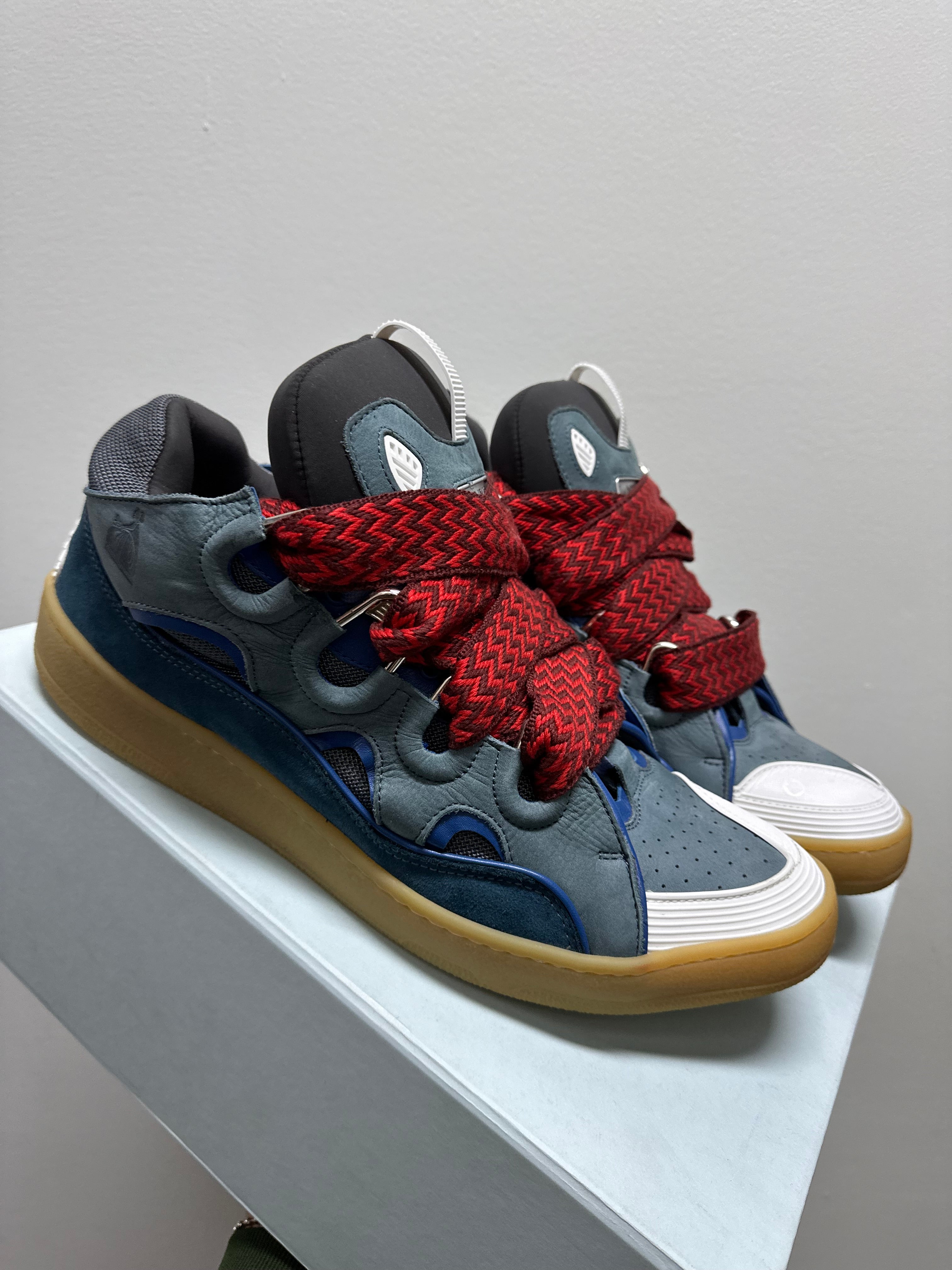 Lanvin Leather Curb Blue Grey