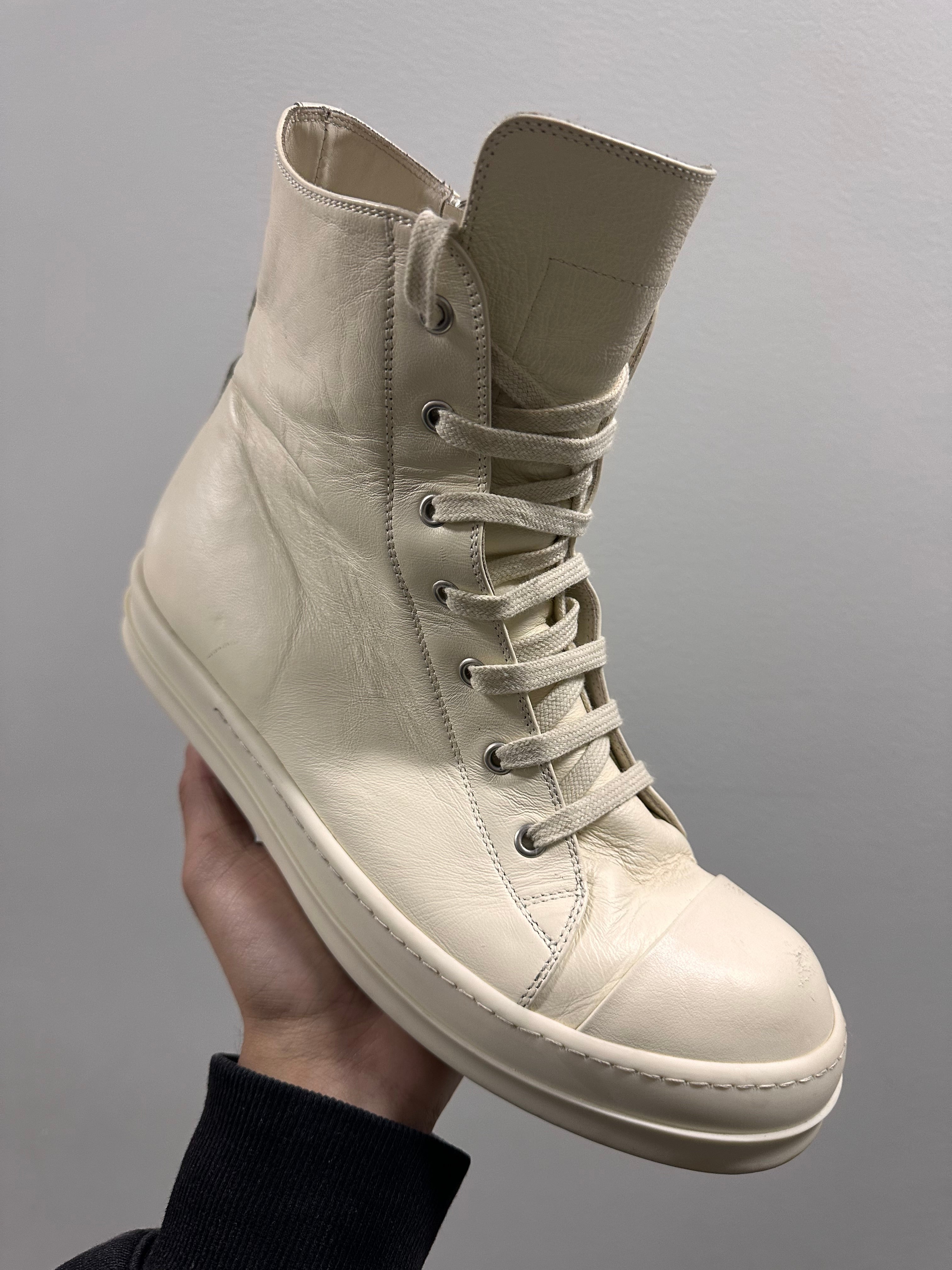 Rick Owens Off-White Hollywood High-Top Sneakers White
