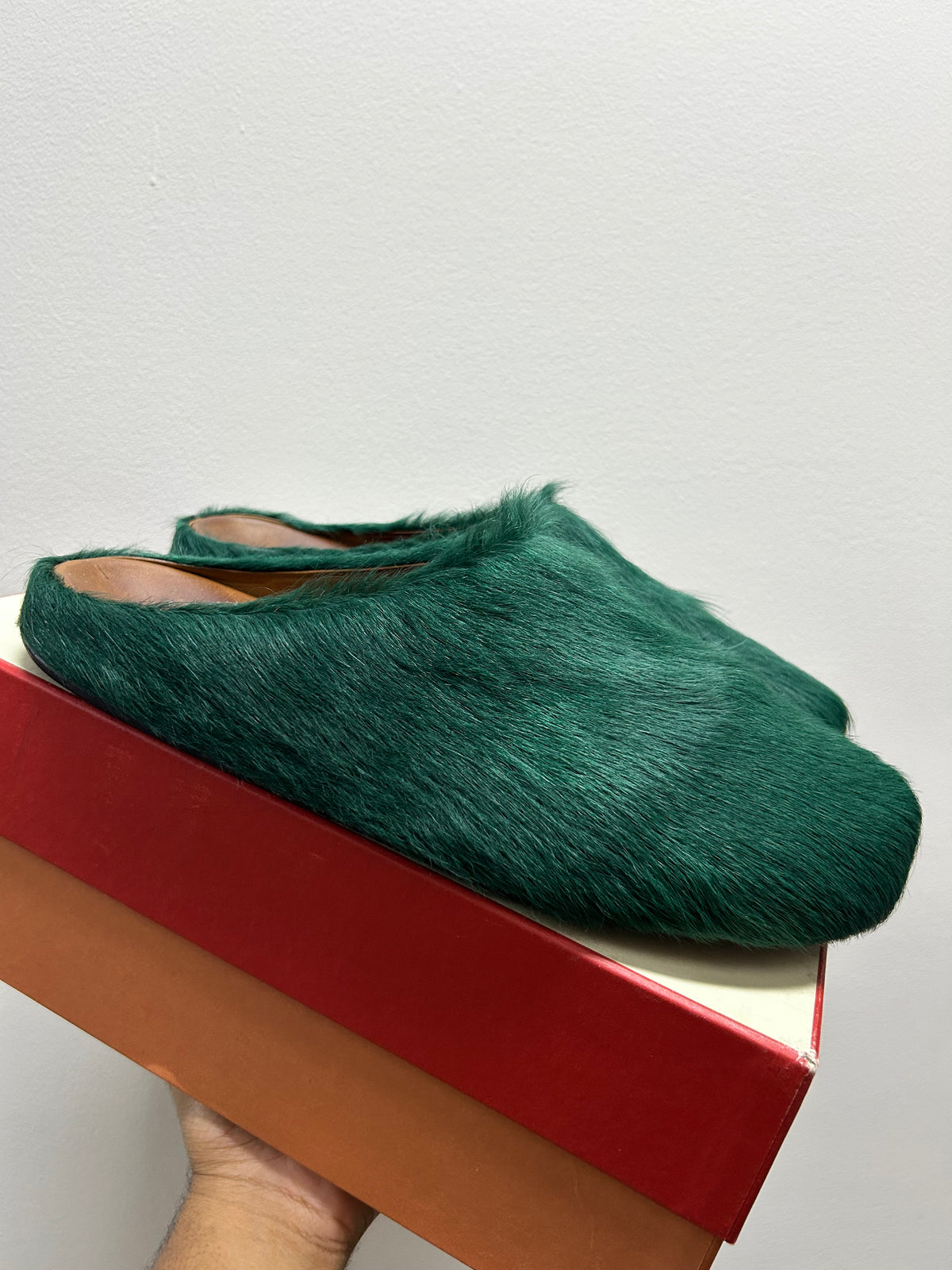 MARNI FUSSBETT DEEP GREEN MULE
