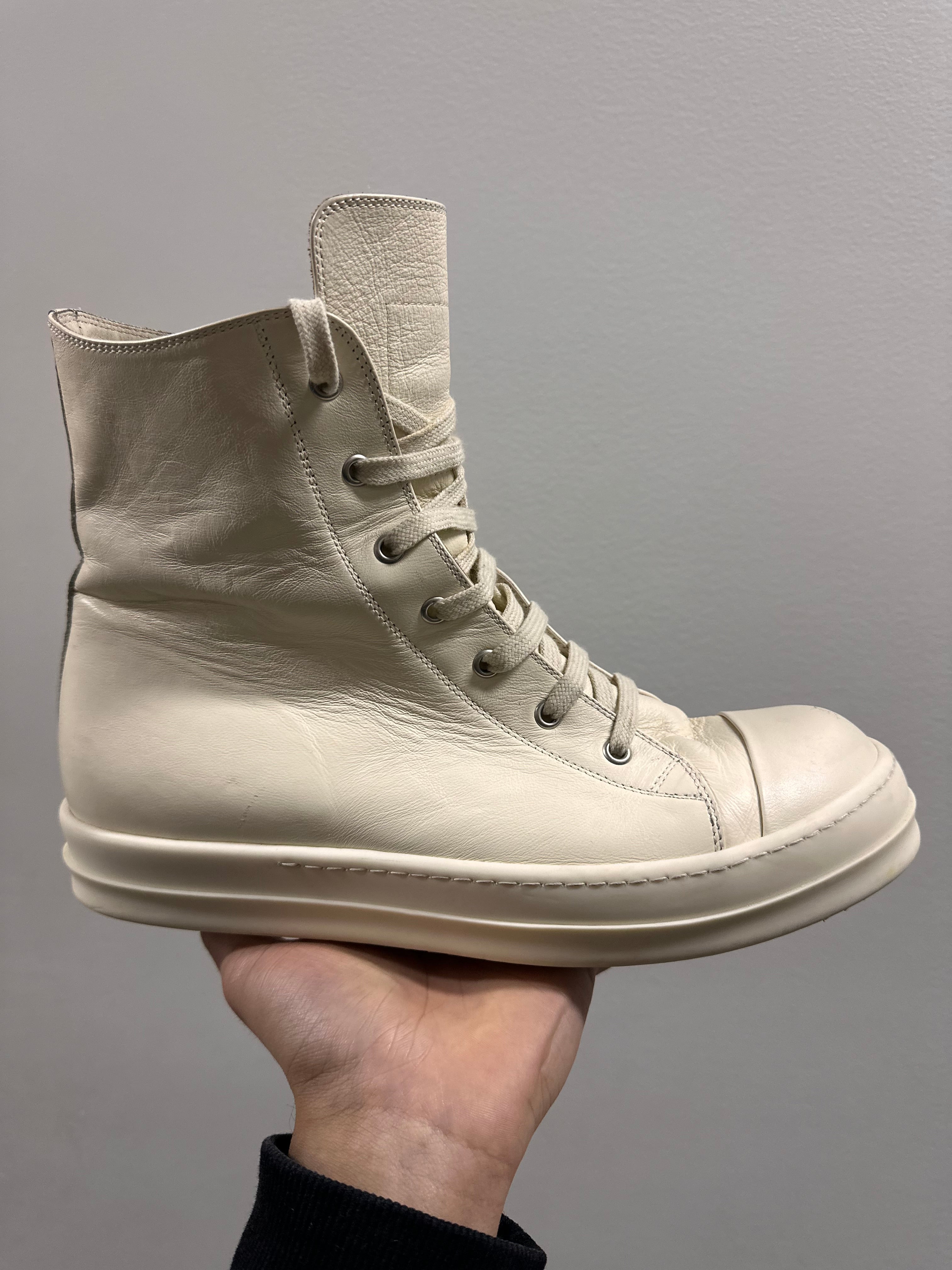 Rick Owens Off-White Hollywood High-Top Sneakers White