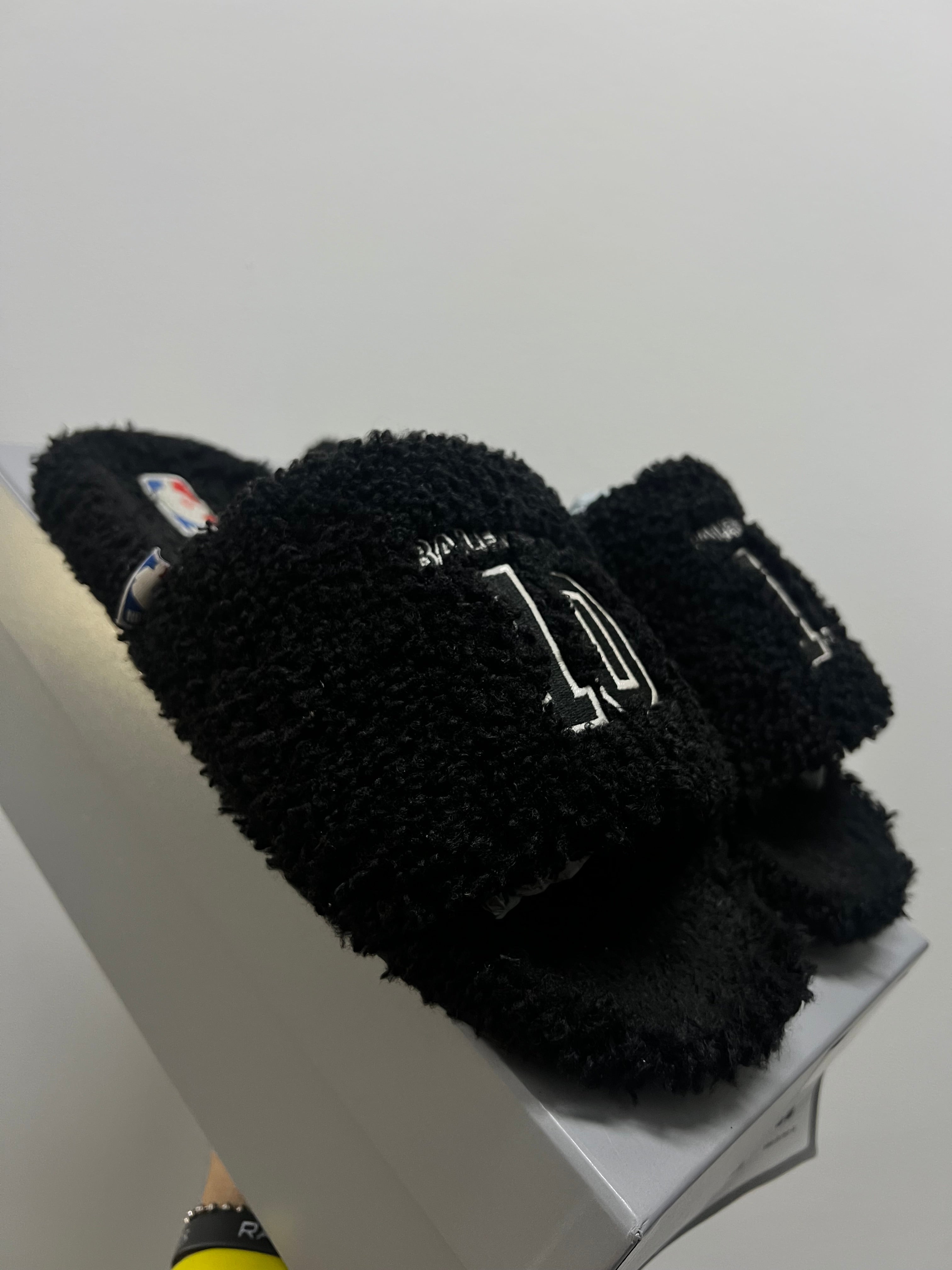 Balenciaga Furry Open Mule NBA Black White