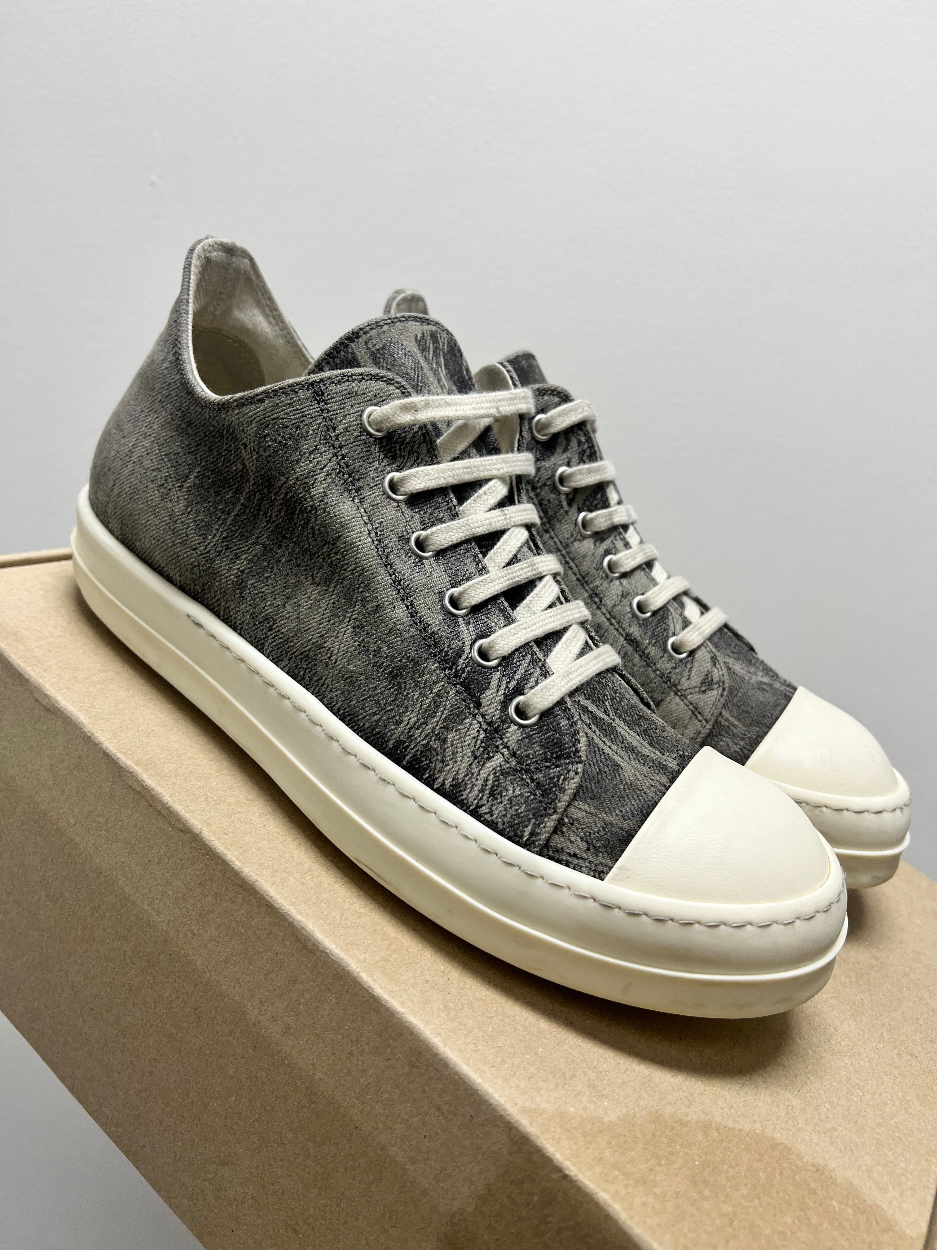 Rick Owens DRKSHDW Lido Low Sneaks Black Cracked Pearl