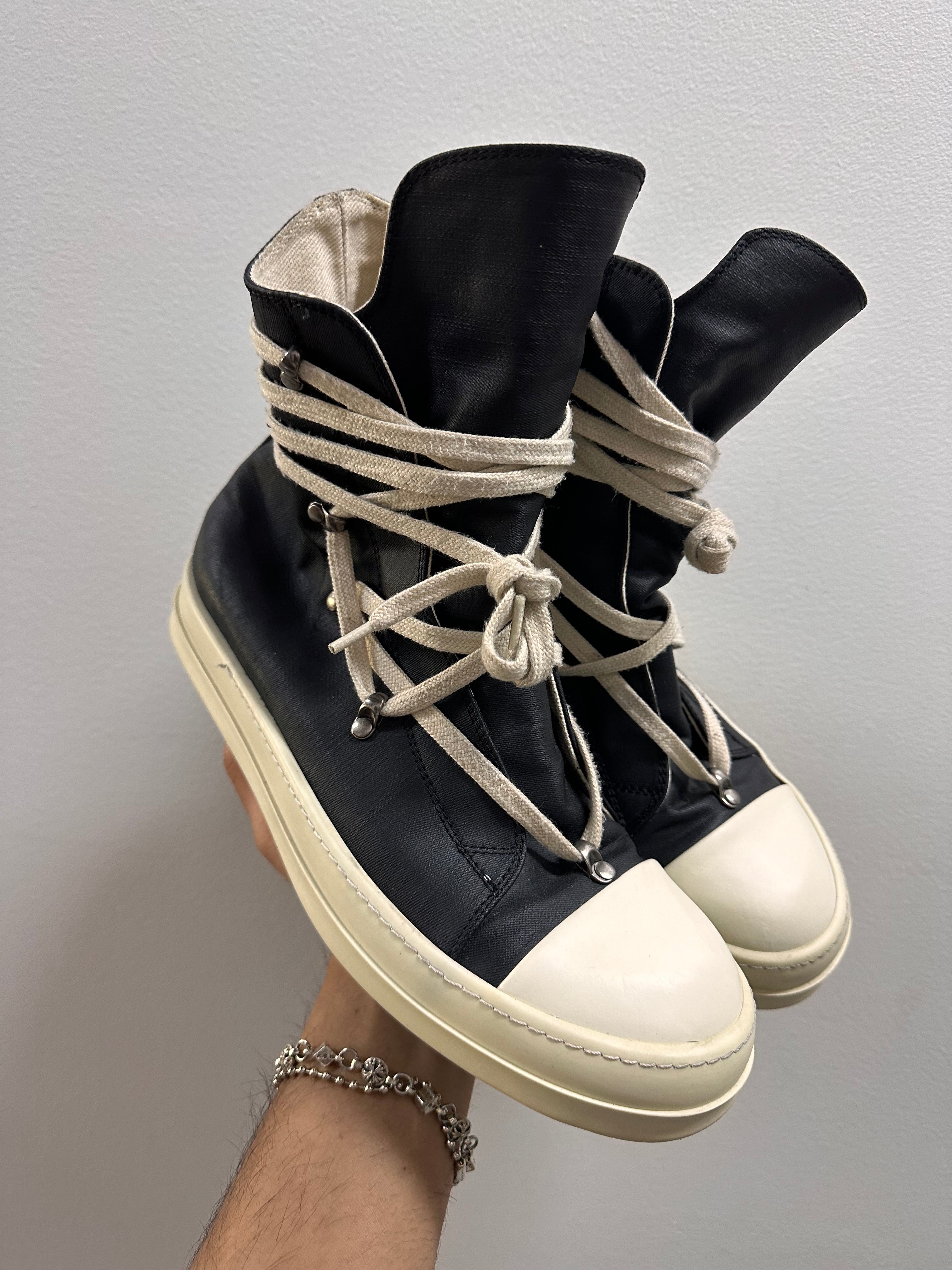 Rick Owens DRKSHDW Strobe Cotton Denim Hexa High Black Milk