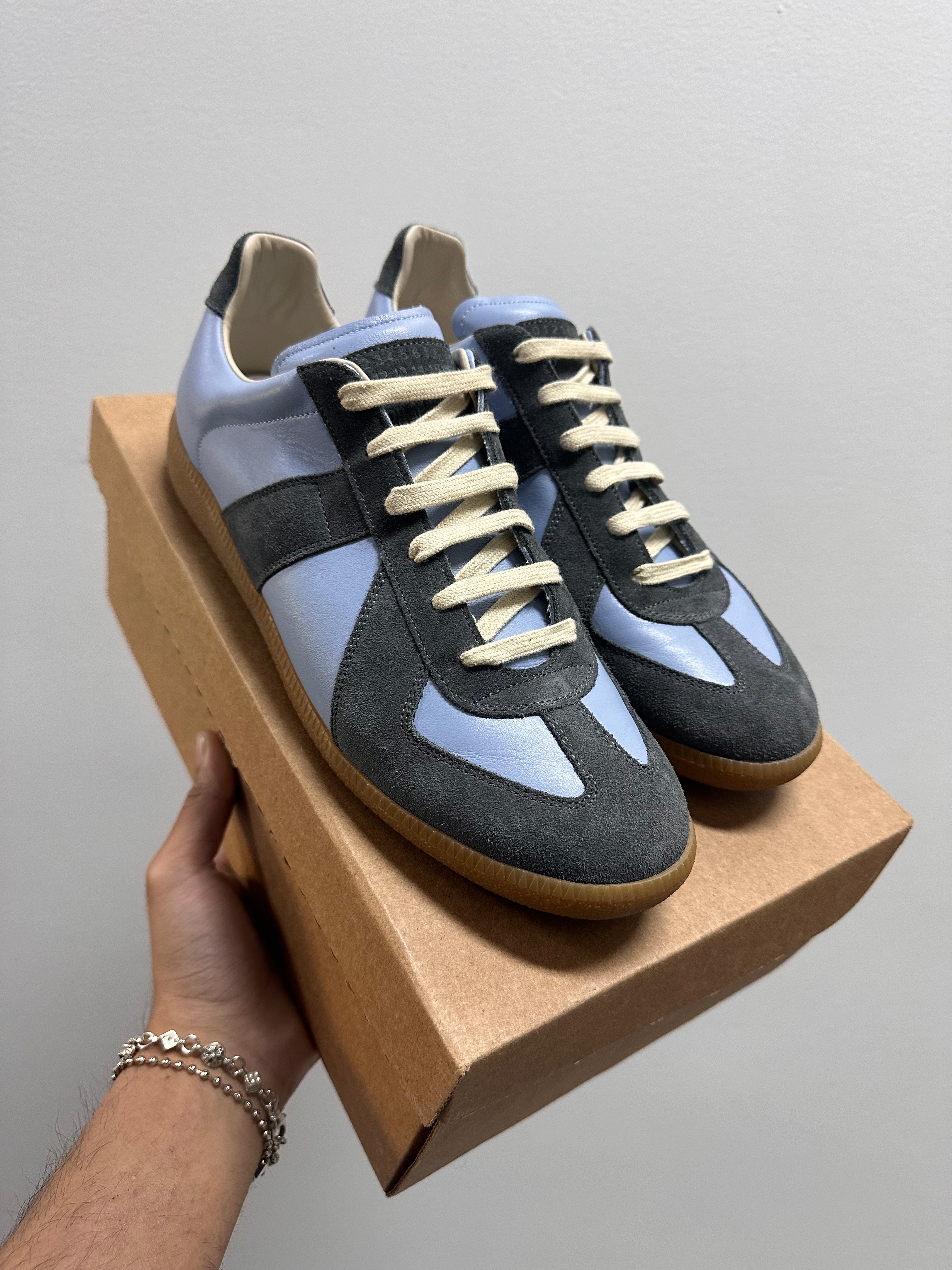 Maison Margiela GAT Replica Blue Gray Leather Suede