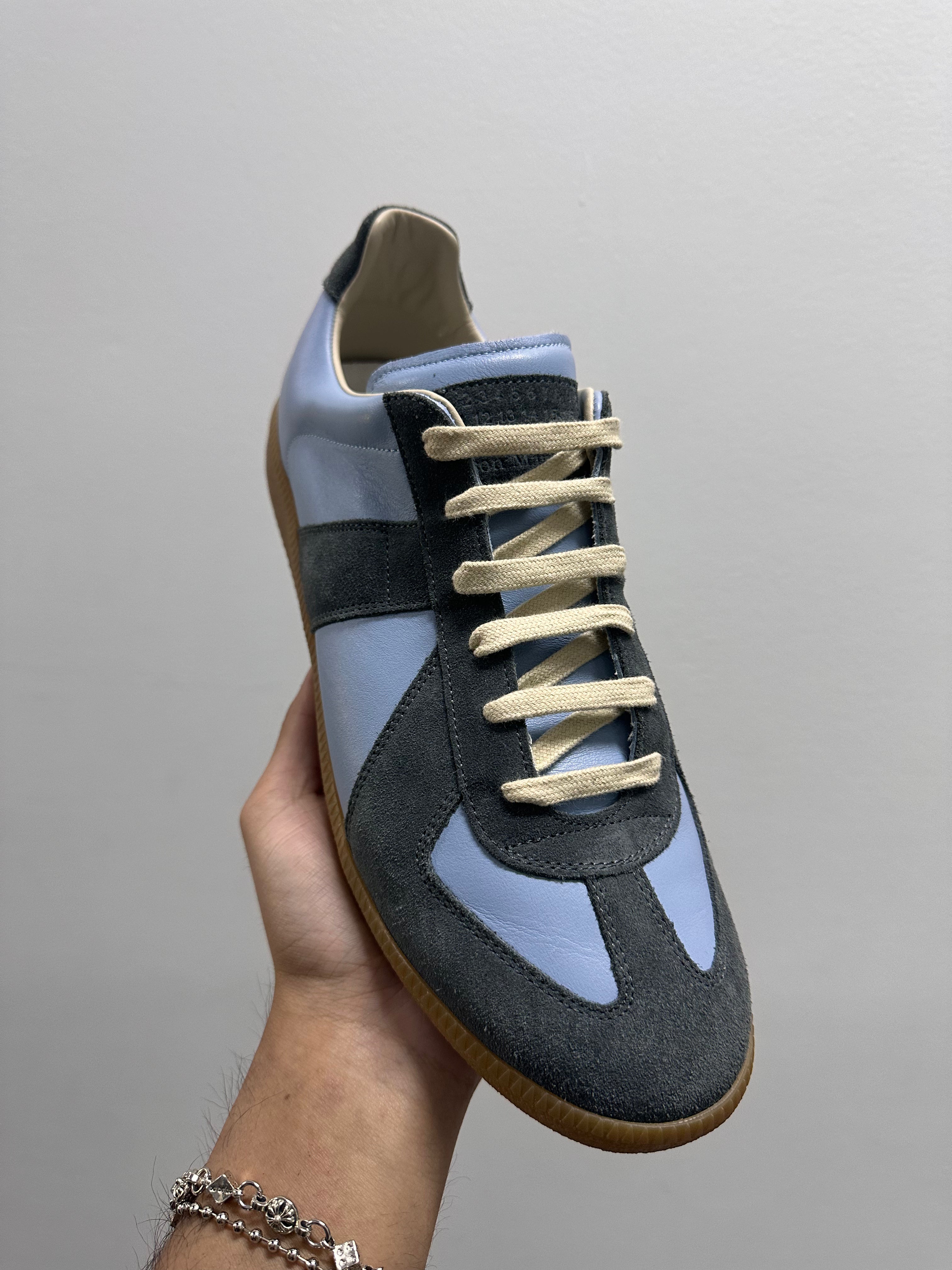 Maison Margiela GAT Replica Blue Gray Leather Suede