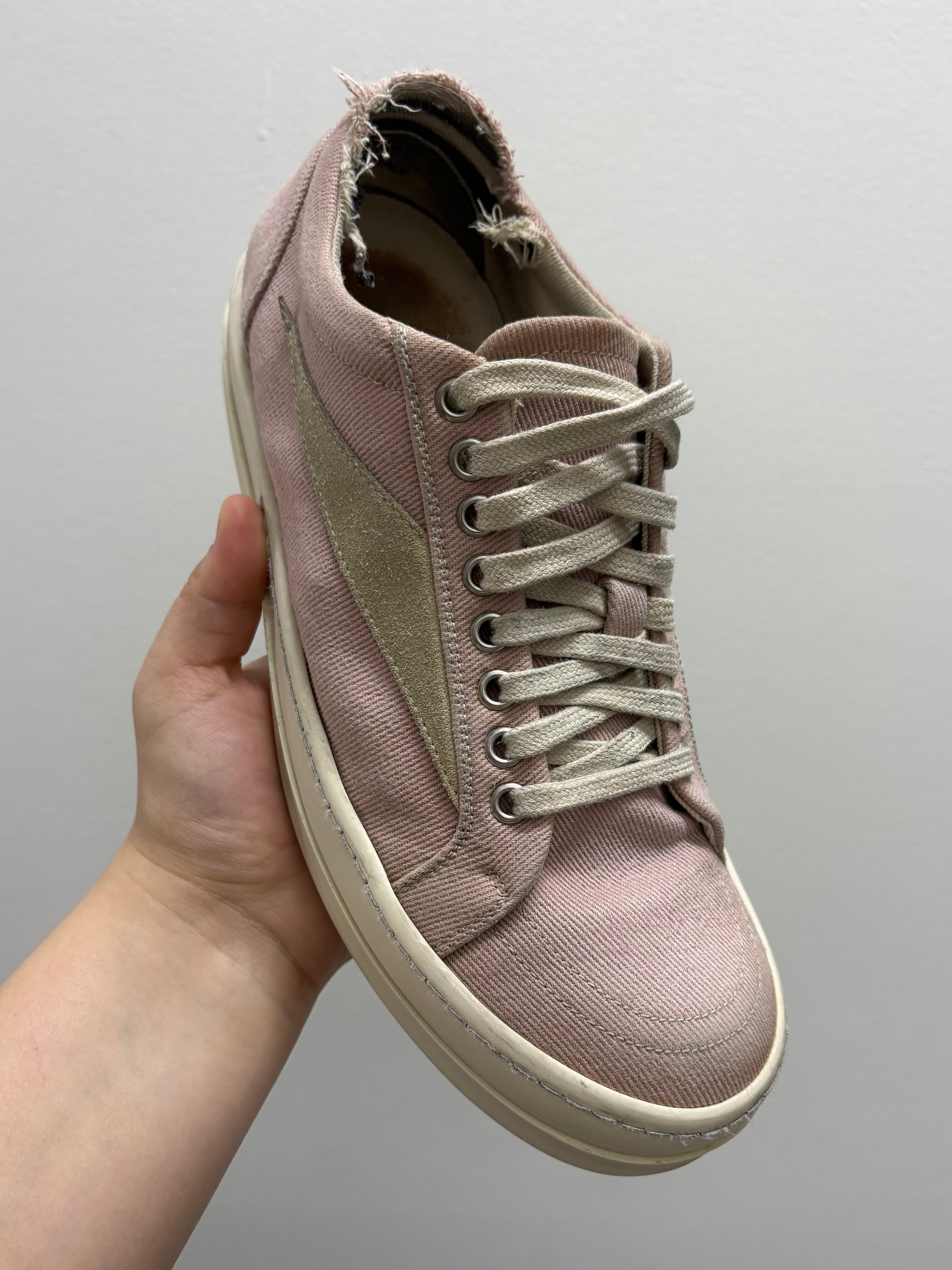 RICK OWENS DRKSHDW EDFU VINTAGE SNEAKERS FADED PNK PEARL MILK Pair 2