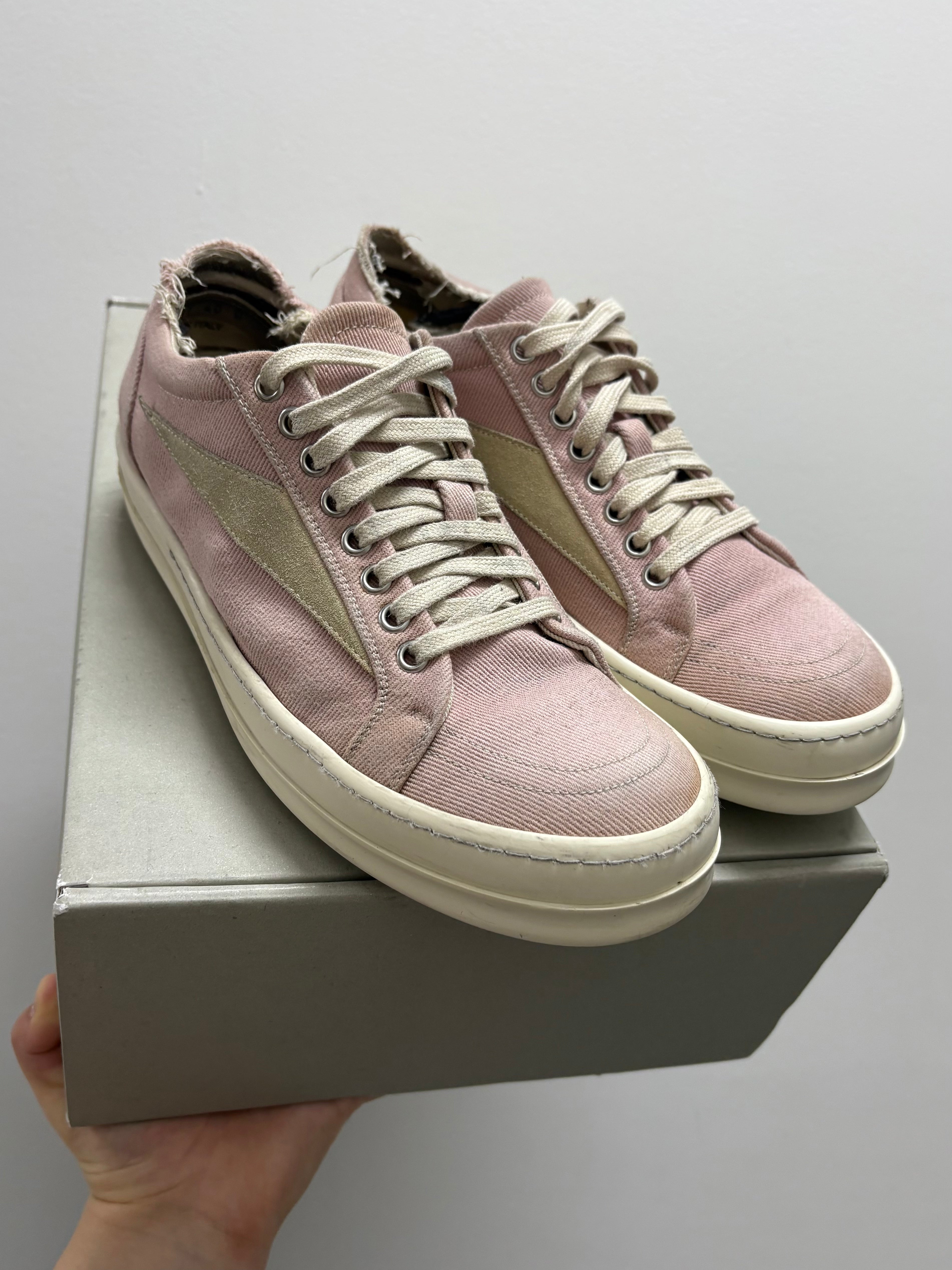 RICK OWENS DRKSHDW EDFU VINTAGE SNEAKERS FADED PNK PEARL MILK Pair 2