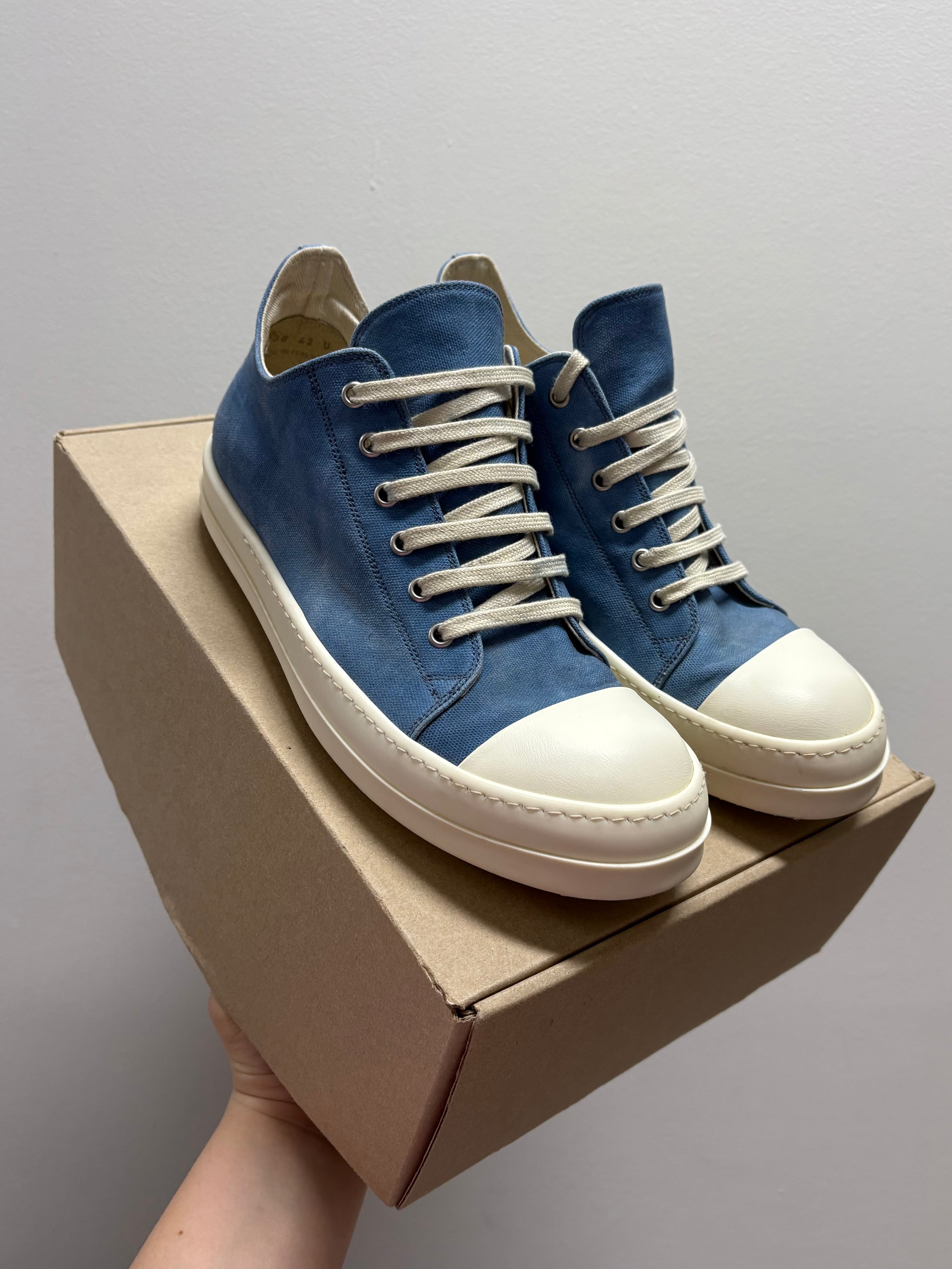 Rick Owens DRKSHDW SS25 Hollywood Low Sneaks Toothpaste Milk