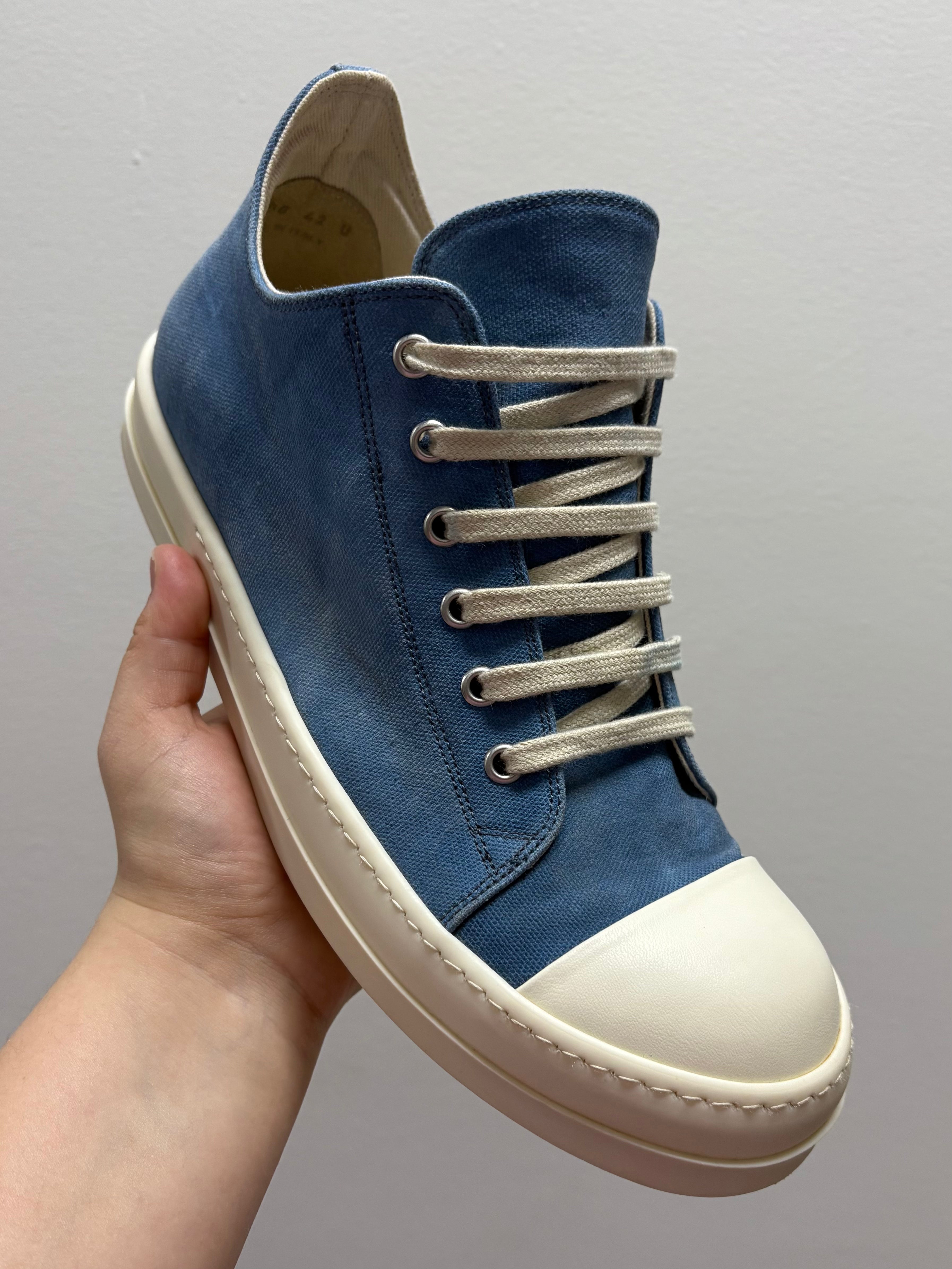 Rick Owens DRKSHDW SS25 Hollywood Low Sneaks Toothpaste Milk