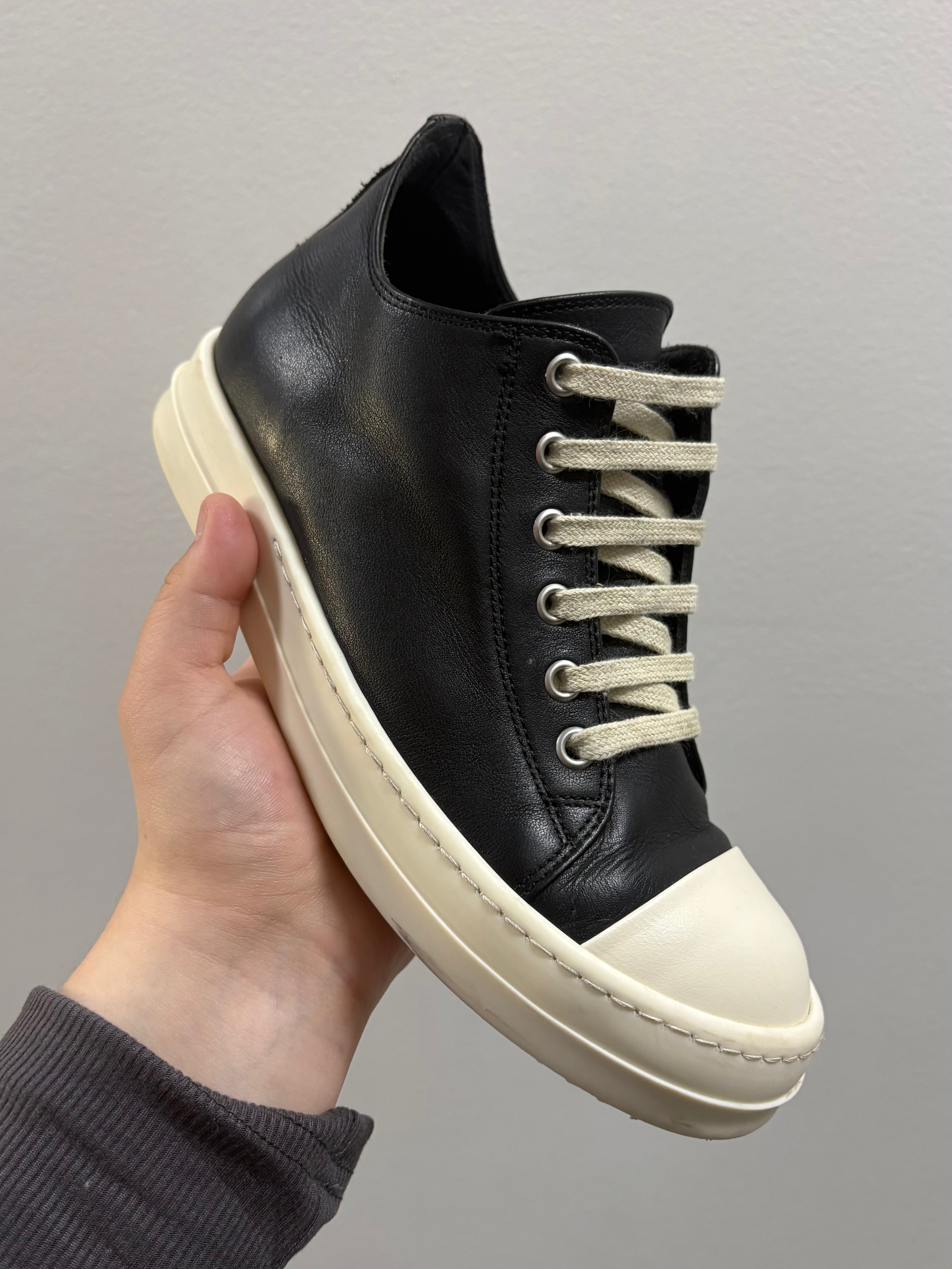 Rick Owens Strobe Leather Low Black Milk