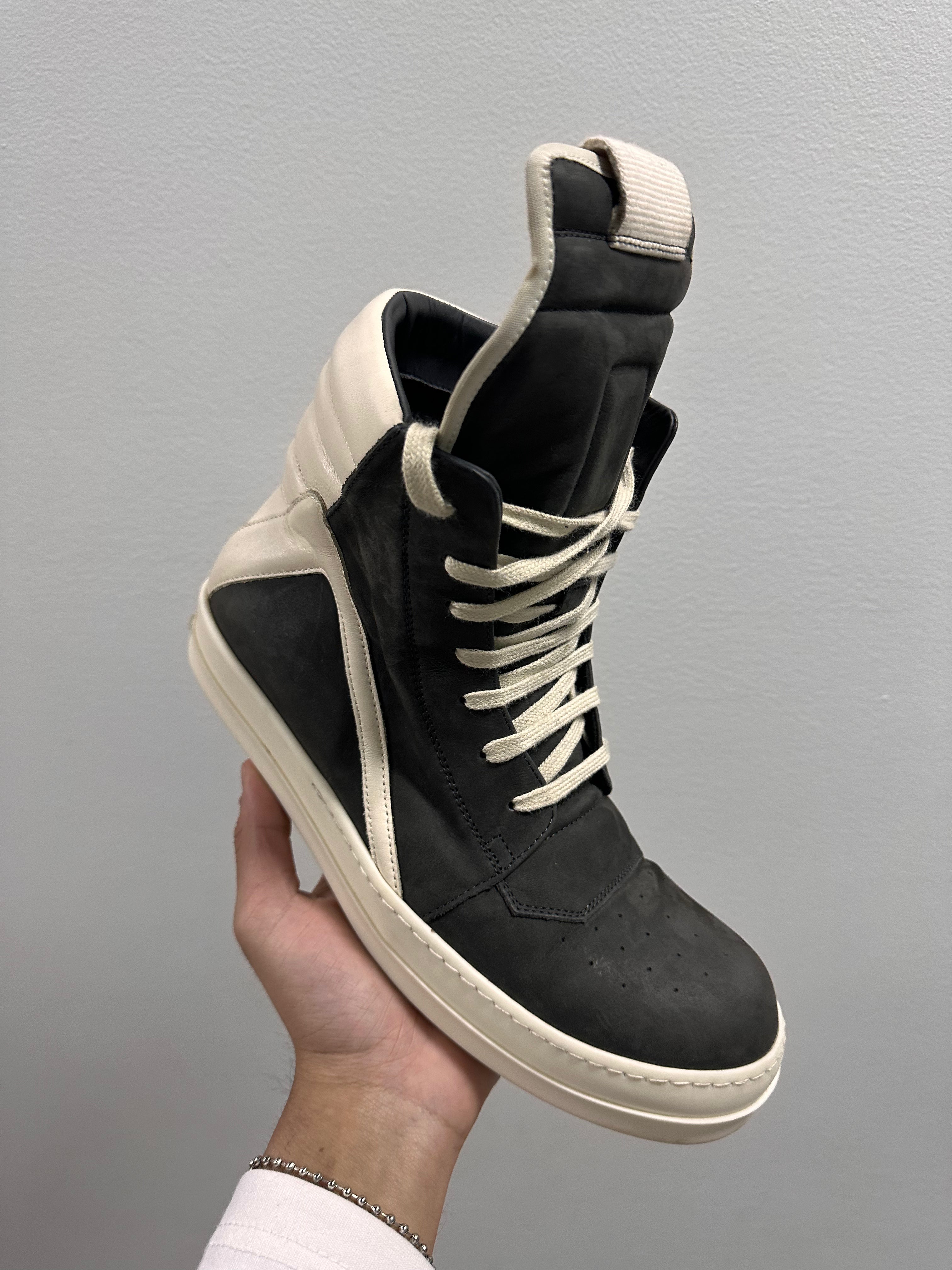 Rick Owens Geobasket High Top Nubuck Dark Dust Milk