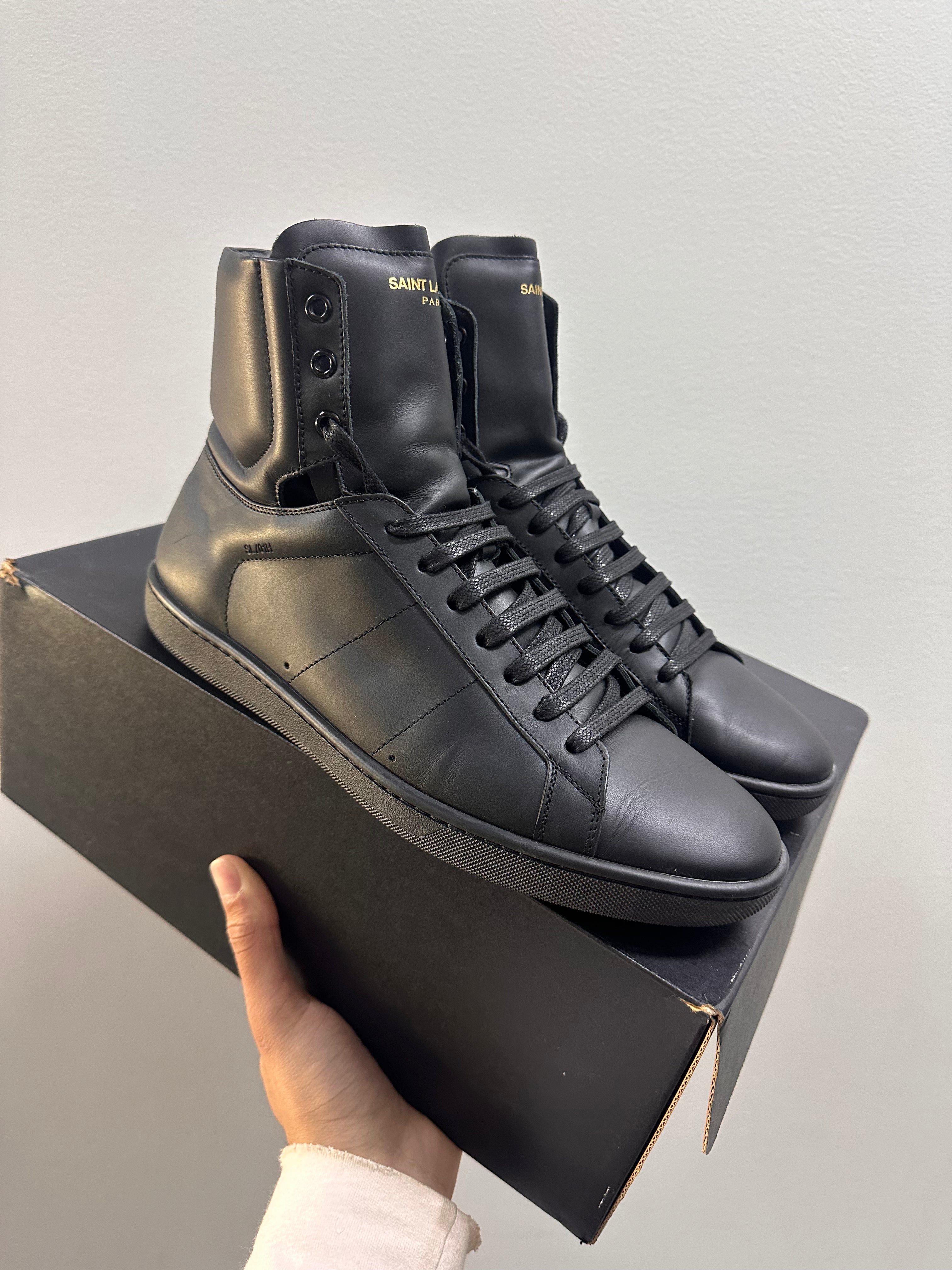 Saint Laurent Black White Leather Court Classic High Top