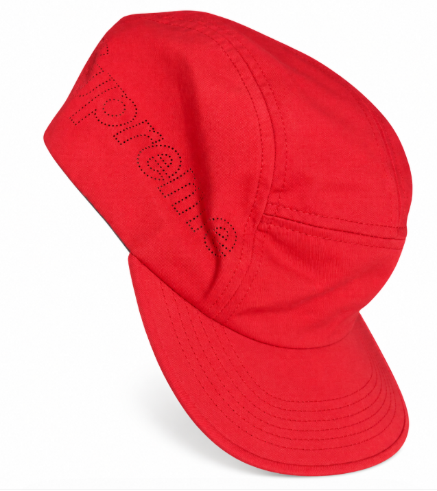 SUPREME 6 PANEL RED PERFORATED HAT