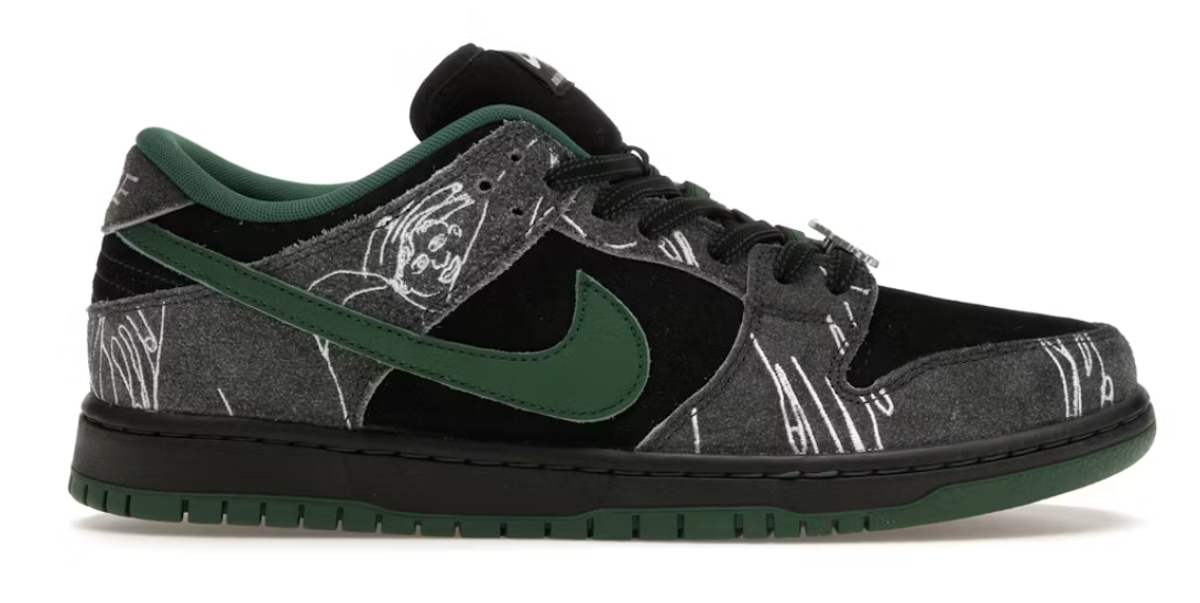 THERE Skateboards x Dunk Low SB Black Gorge Green