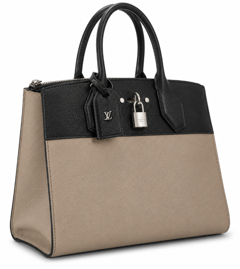 Louis Vuitton City Steamer Handbag Leather MM Neutral