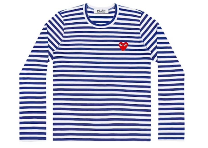 Comme des Garcons PLAY Play Striped Long Sleeve T-shirt Blue/White