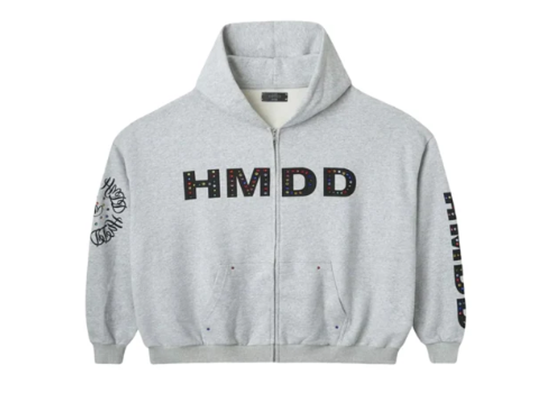 HMDD Chimstone Rhinestone Hoodie Grey