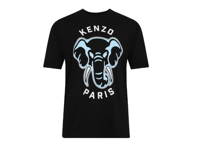 Kenzo Men Black Kenzo Elephant Print T-shirt