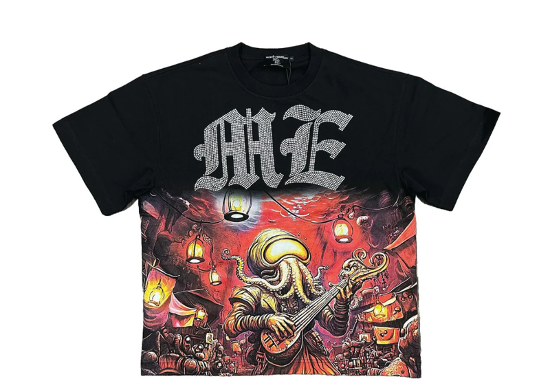 MIXED EMOTION OCTOPUS RHINESTONE TEE BLACK