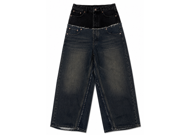 Patchwork Denim 2 Tone Jeans