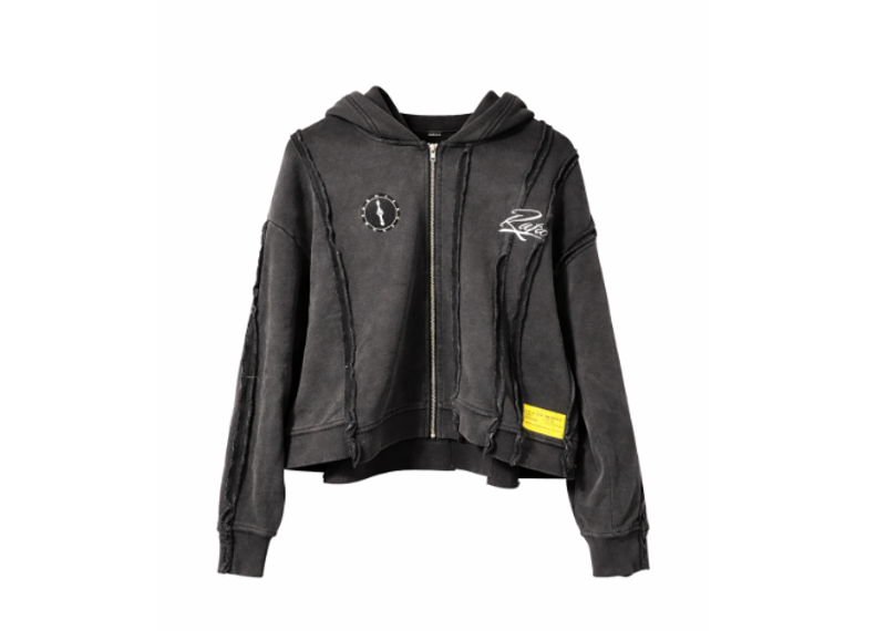 RAFU EN MASSE GREY STONE WASH GREY ZIP UP