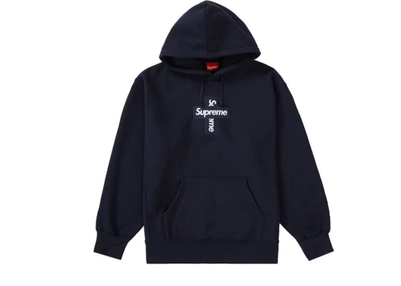 Supreme Cross Box Logo Hooded Sweatshirt Navy