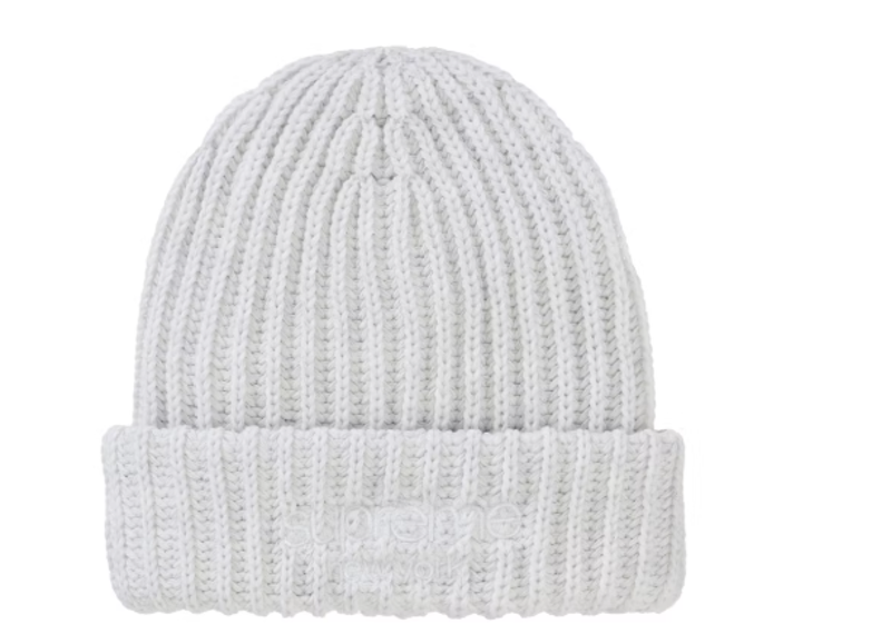 Supreme Chunky Rib Classic Logo Beanie White