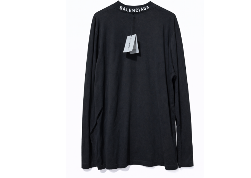 Balenciaga Longsleeve Black Tee Collar Logo Hit