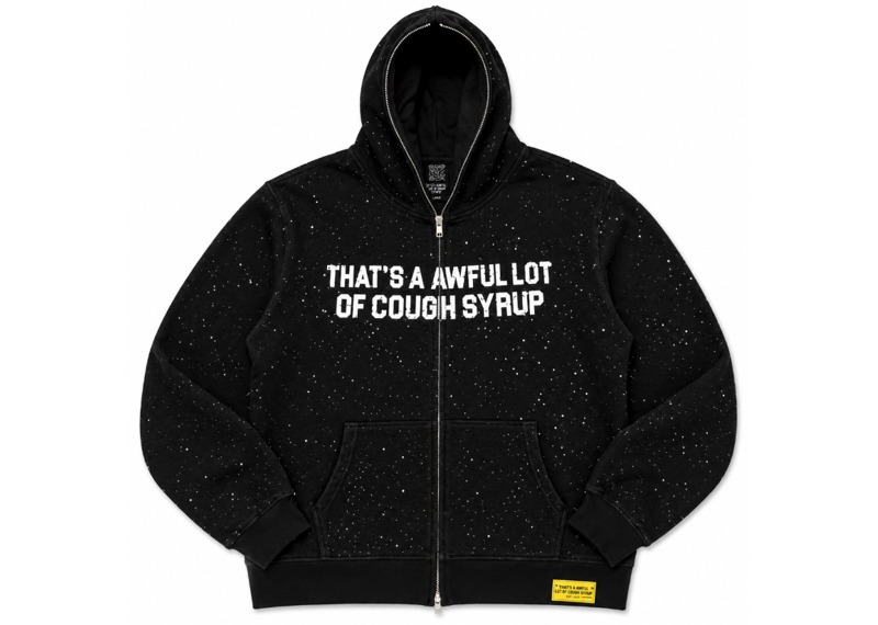 Thats A Awful Lot of Cough Syrup Black Rhinestone Zip Up
