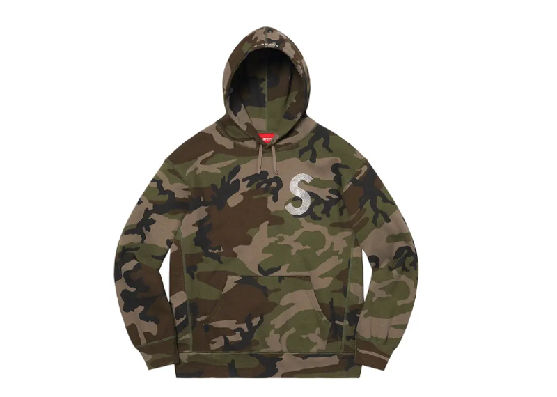 Supreme x Swarovski S Logo Hooded Sweatshirt Woodland Camo