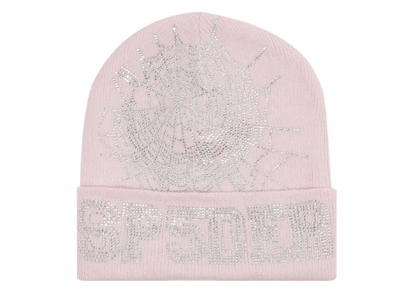 Sp5der Pink Rhinestone Beanie