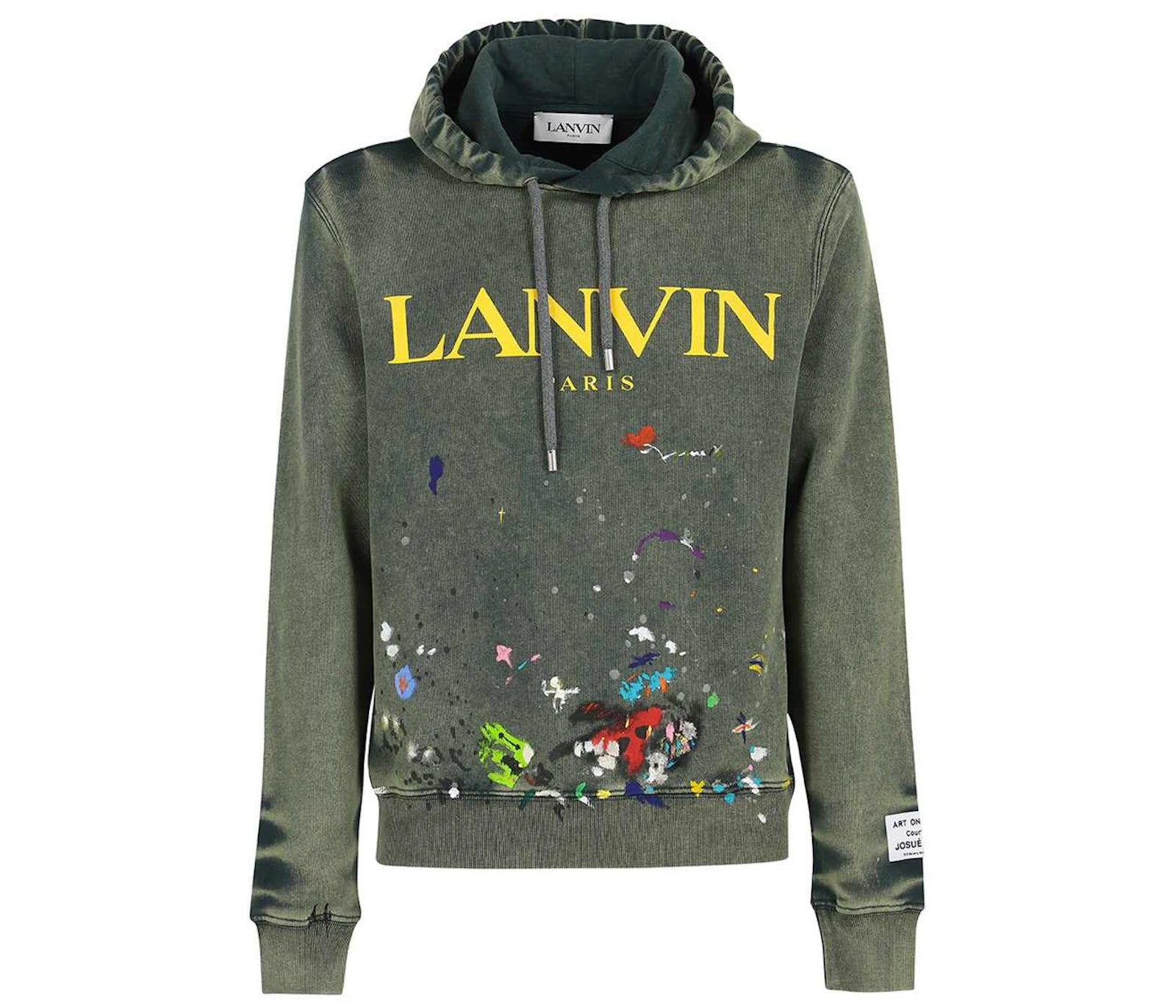 Lanvin x Gallery Dept. Logo Hoodie With A Worn Effect And Paint Marks Green