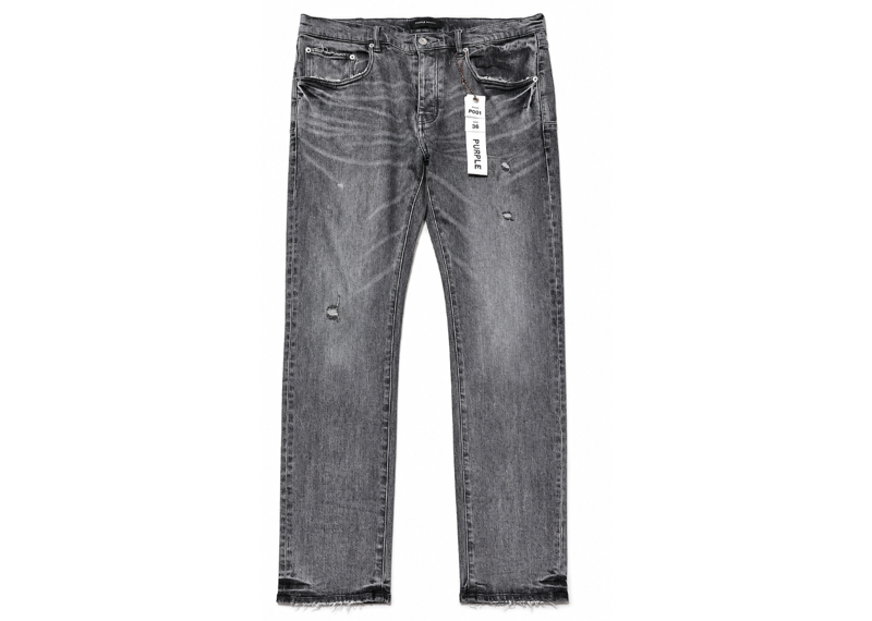 PURPLE BRAND GREY DISTRESSED STRAIGHT LEG JEANS