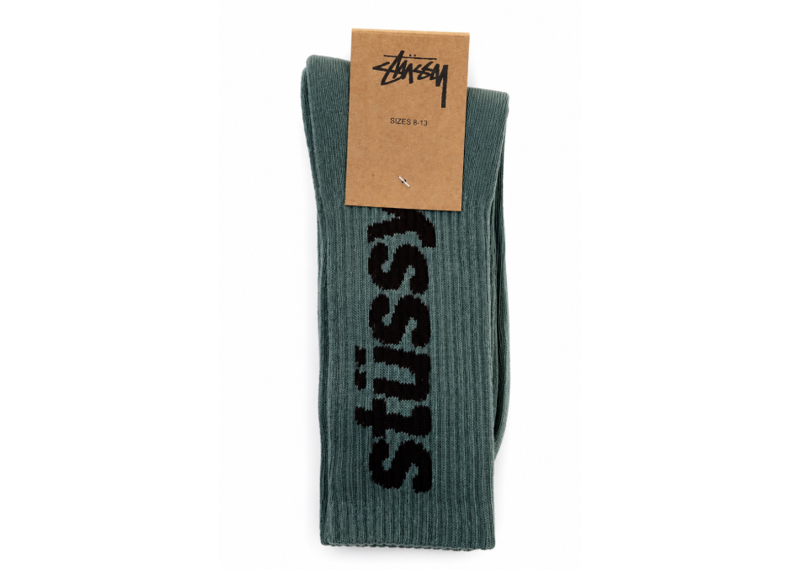 STUSSY WASHED HELVETICA CREW SOCK EMERALD