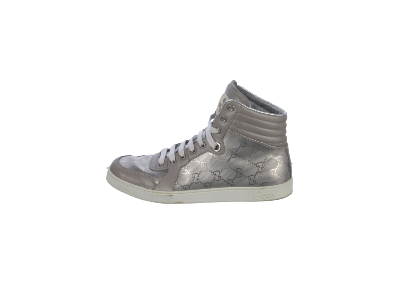 GUCCI CODA GUCCISSIMA LEATHER HIGH-TOP SILVER