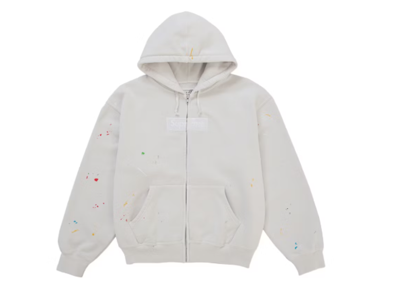 Supreme MM6 Maison Margiela Box Logo Zip Up Hooded Sweatshirt White