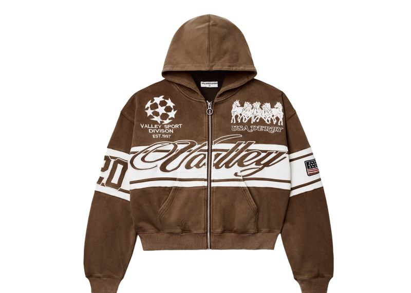 Vale Forever Brown Cursive Zip Up Hoodie